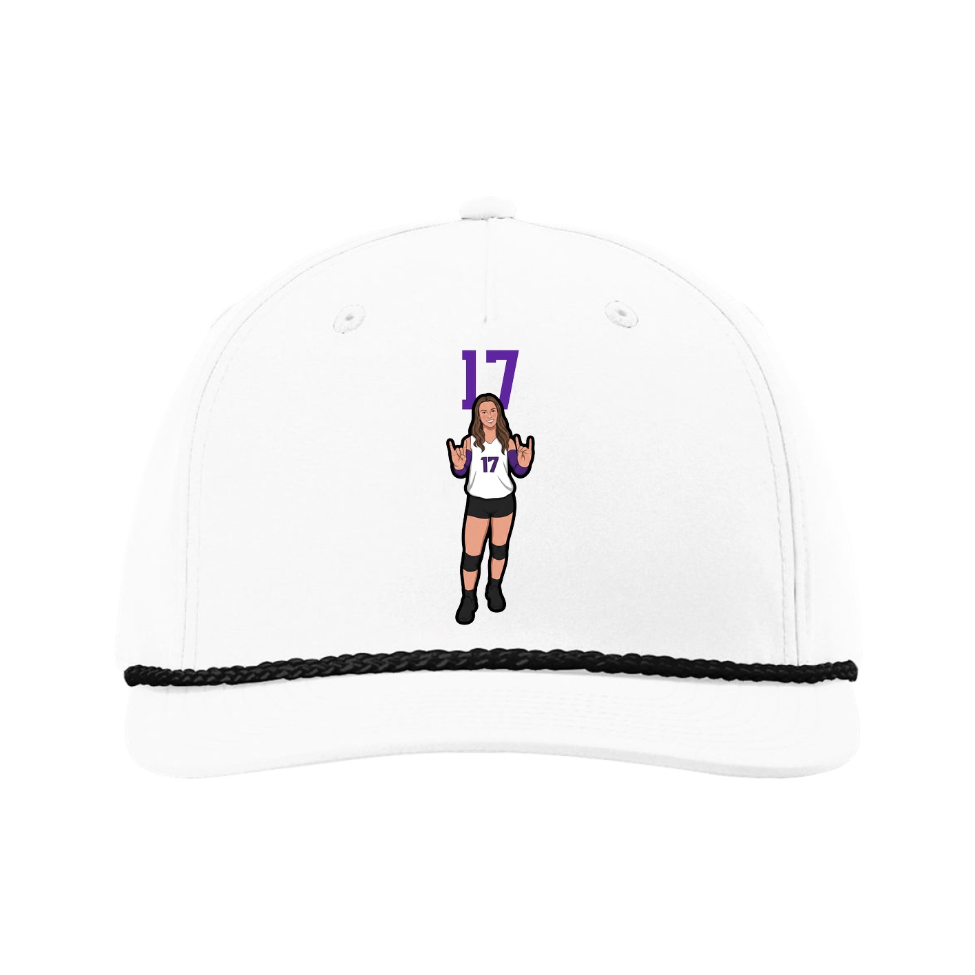 Five-Panel Classic Rope Cap — Number Top in White