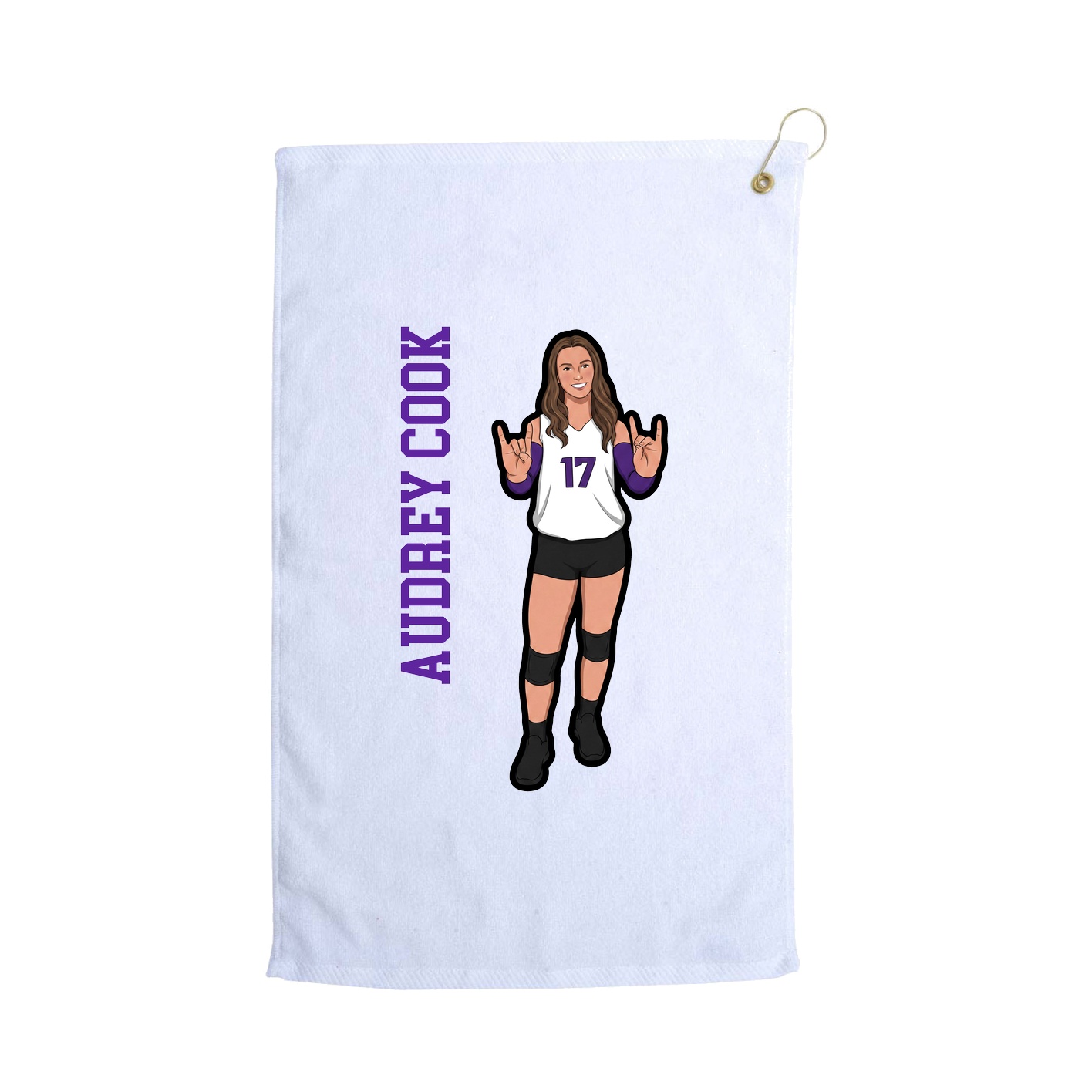 Golf Towel — Name Vertical in White