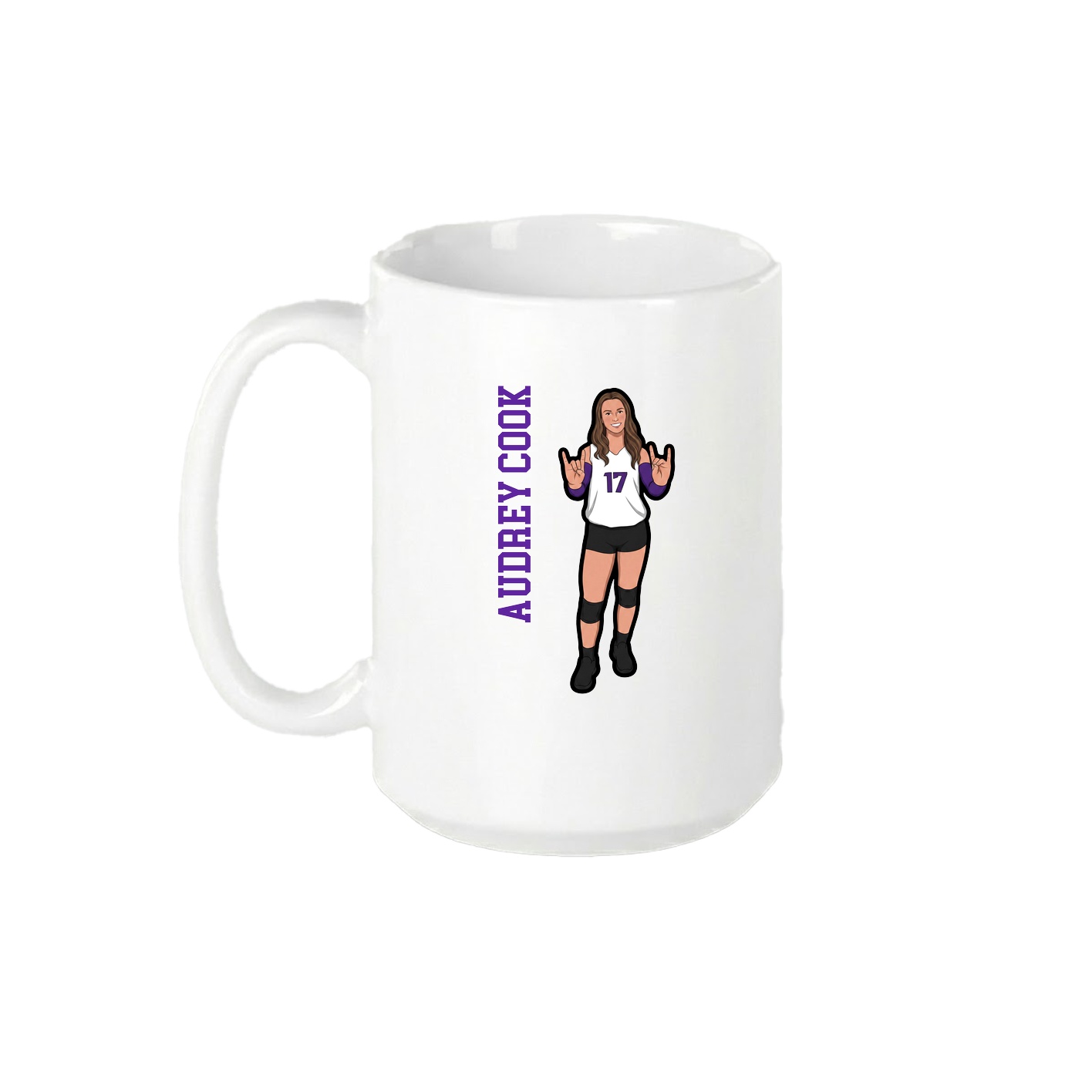 15oz Coffee Mug — Name Vertical in White