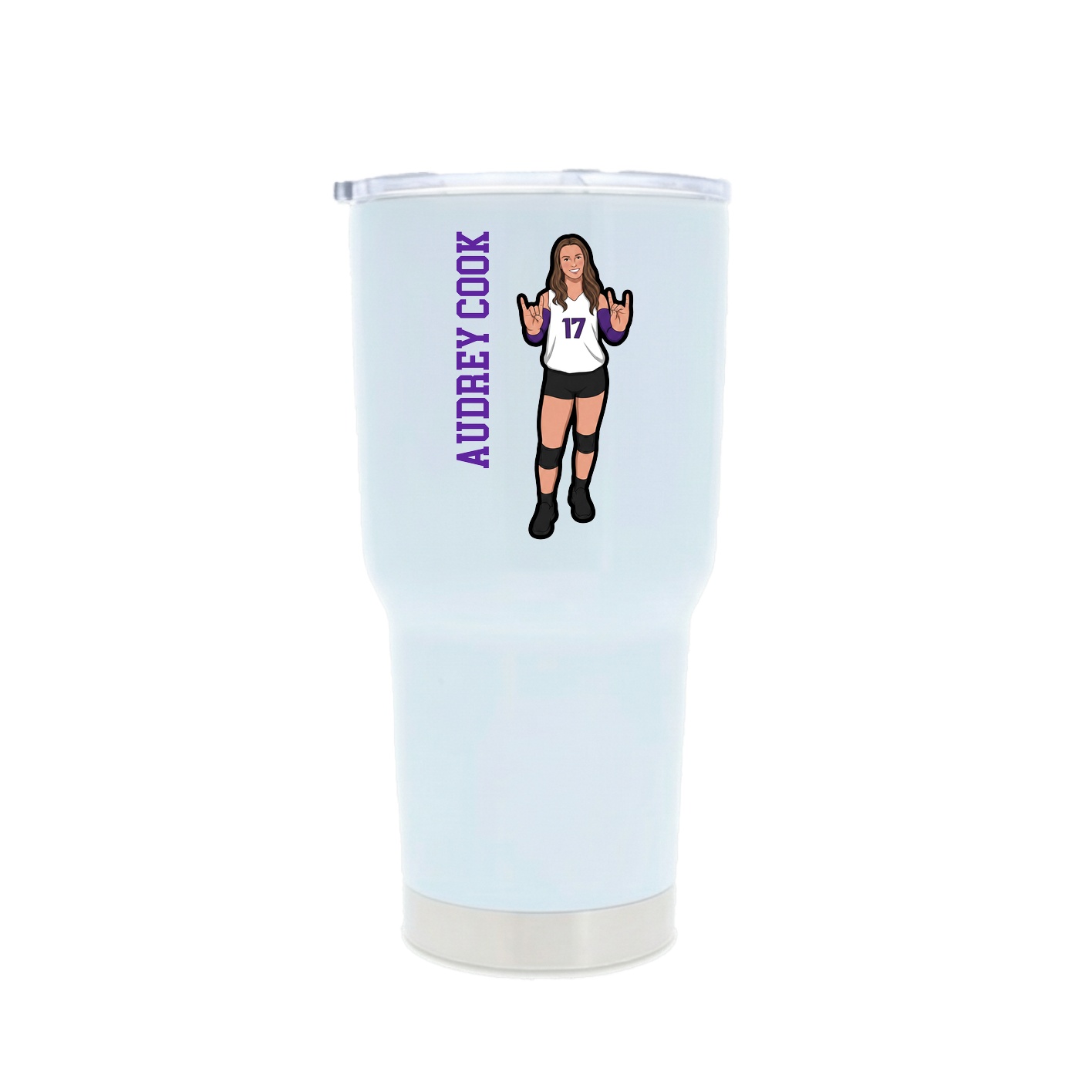 30oz Stainless Steel Tumbler — Name Vertical in White