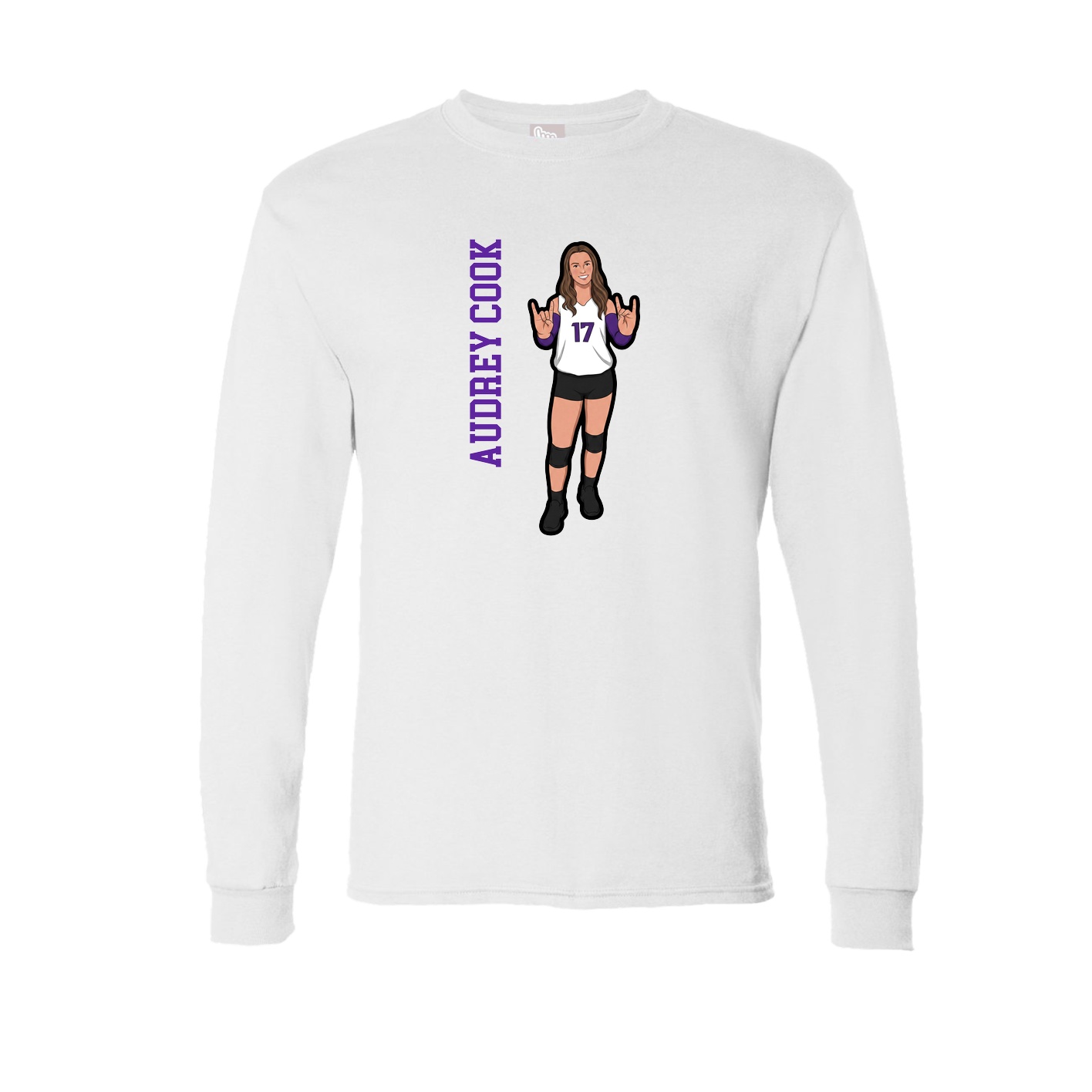 Long Sleeve Tee — Name Vertical in White