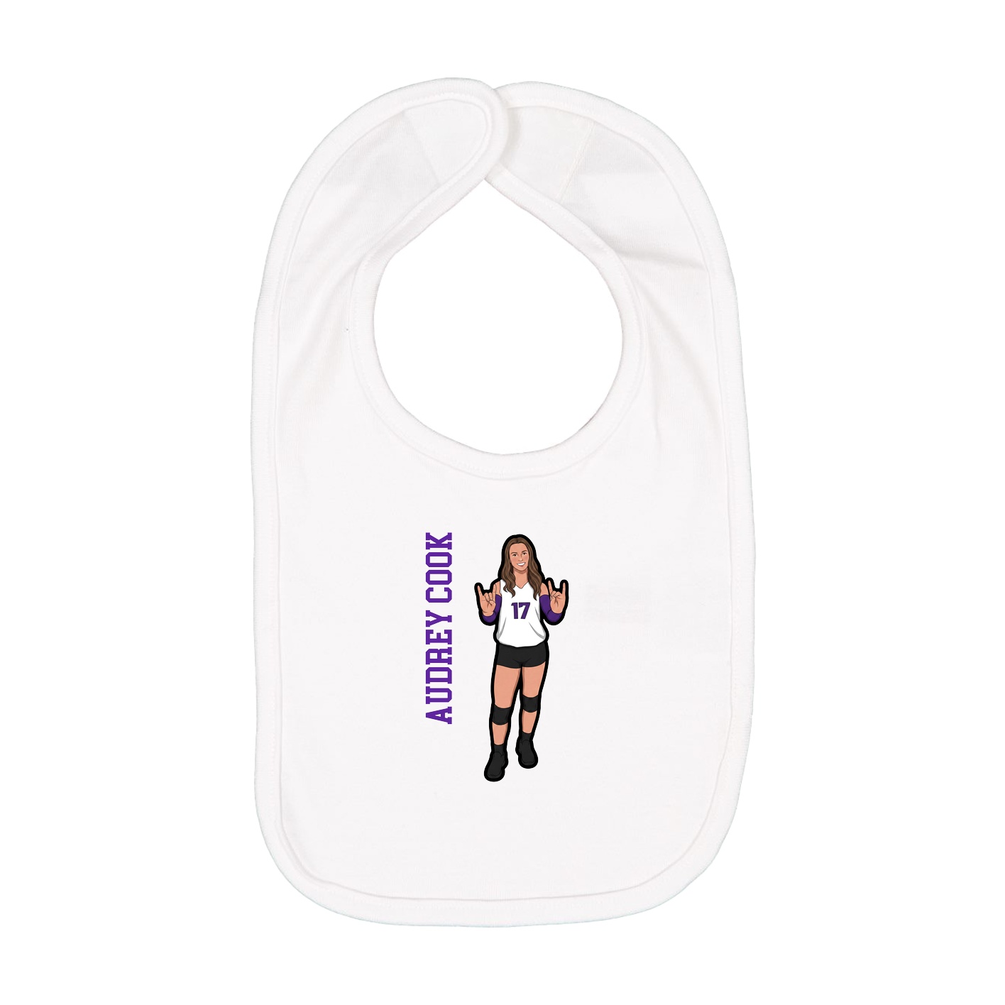 Infant Bib — Name Vertical in White