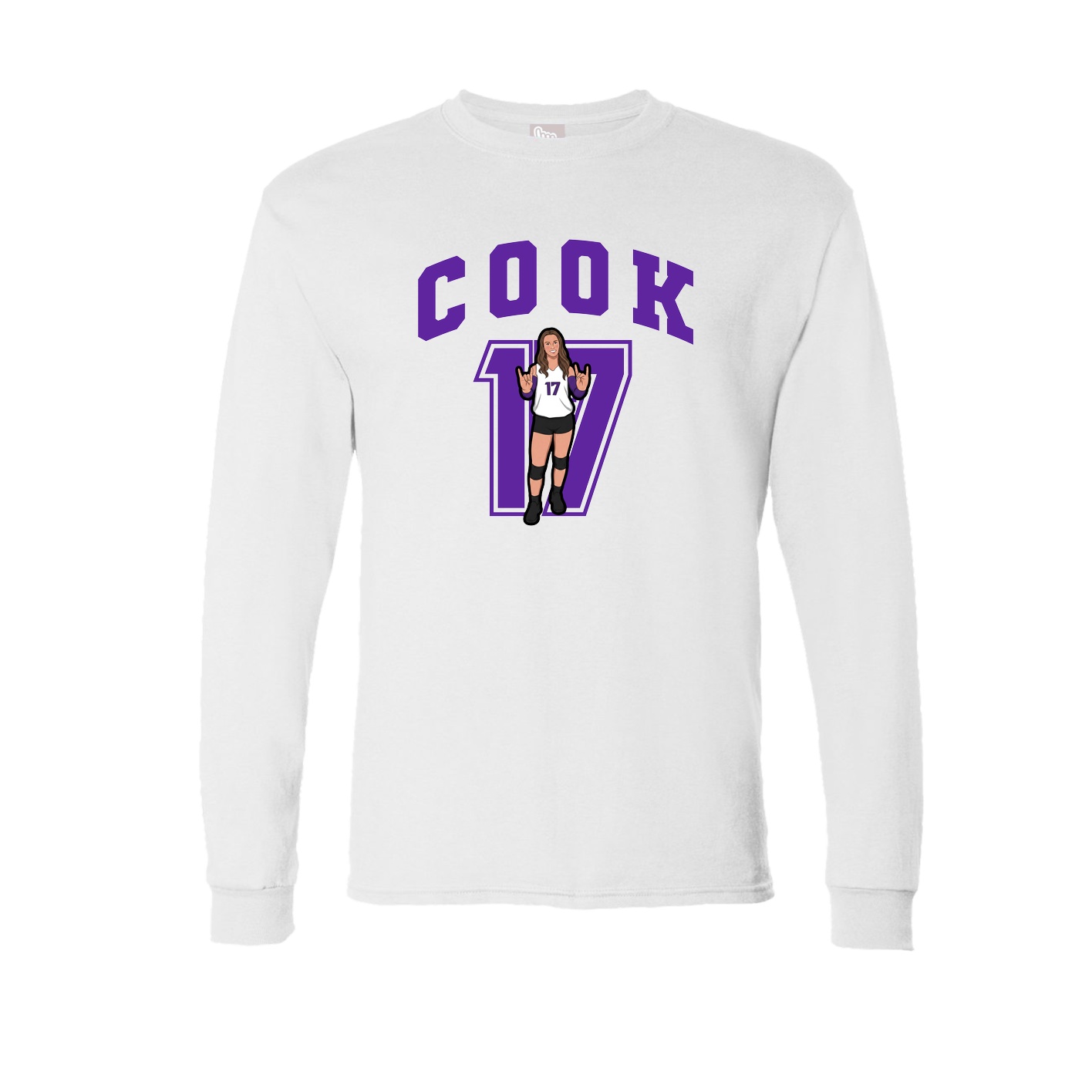 Long Sleeve Tee — Number in White