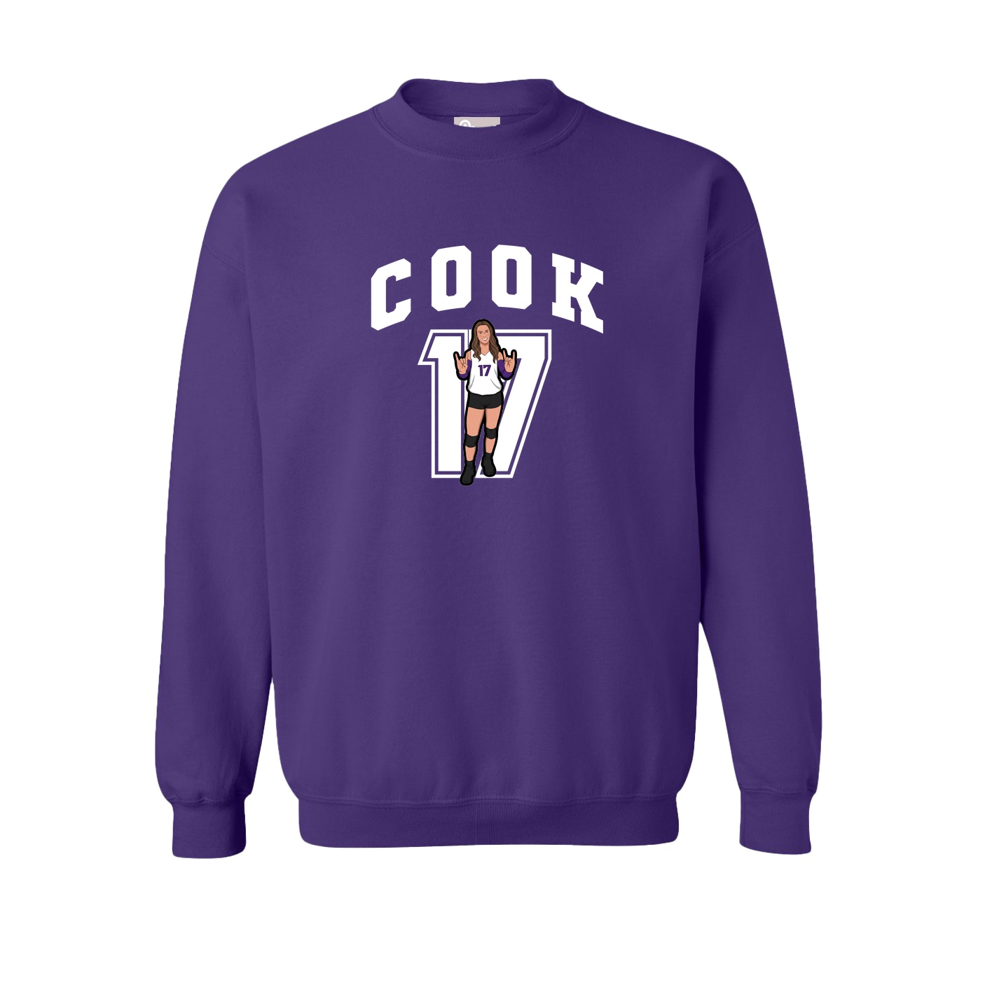 Fleece Crew — Number in Purple