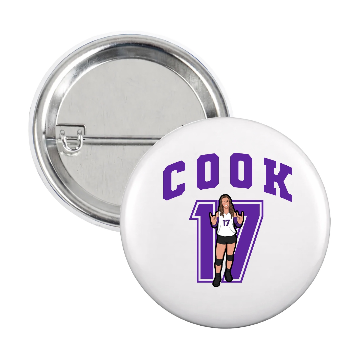 Game Day Button — Number in White