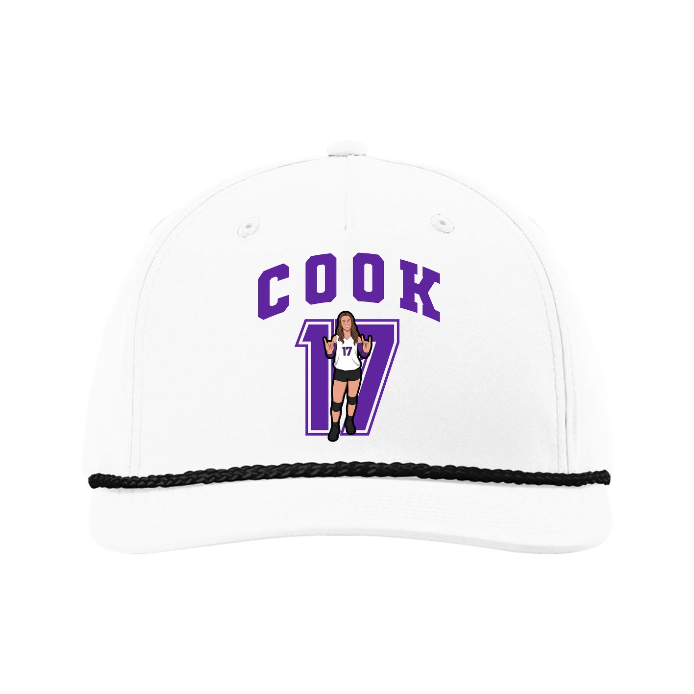 Five-Panel Classic Rope Cap — Number in White