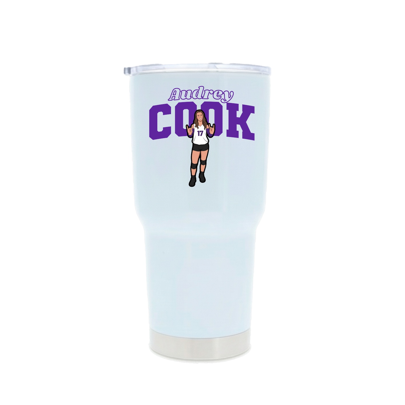30oz Stainless Steel Tumbler — Name Arch in White