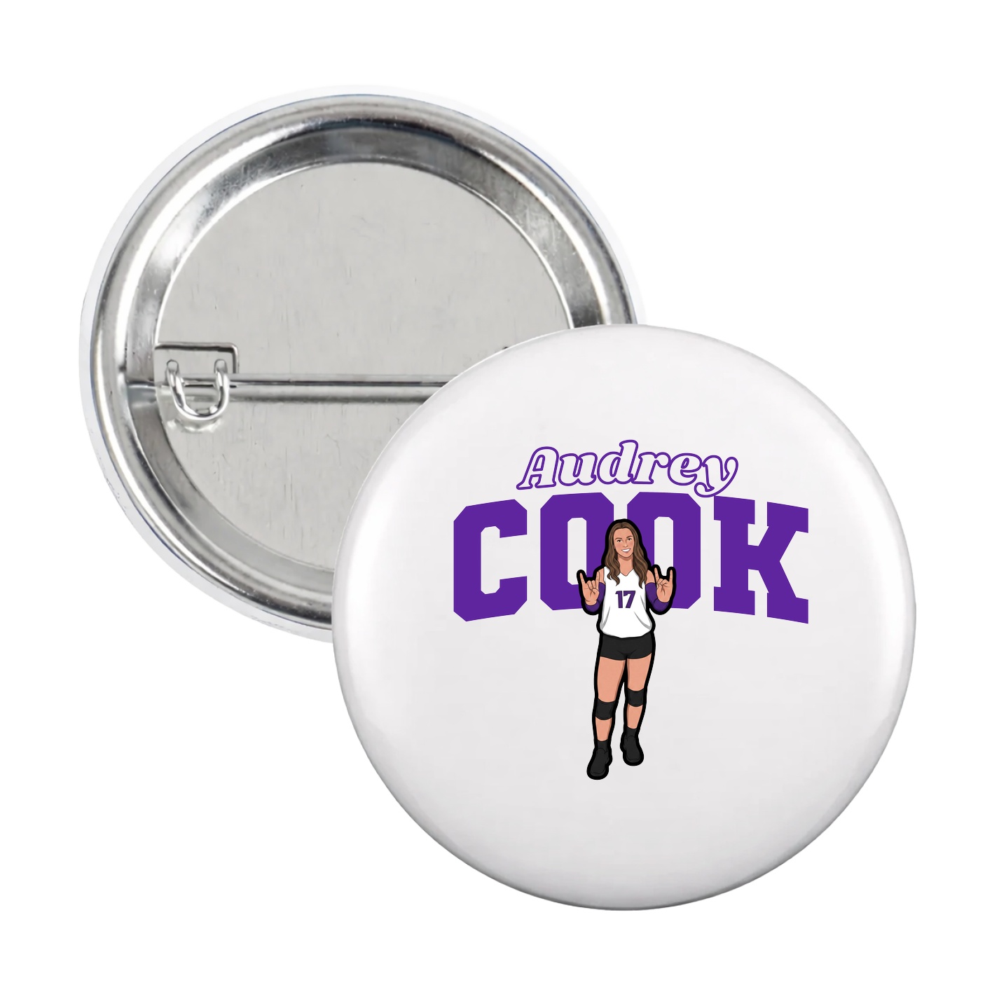 Game Day Button — Name Arch in White
