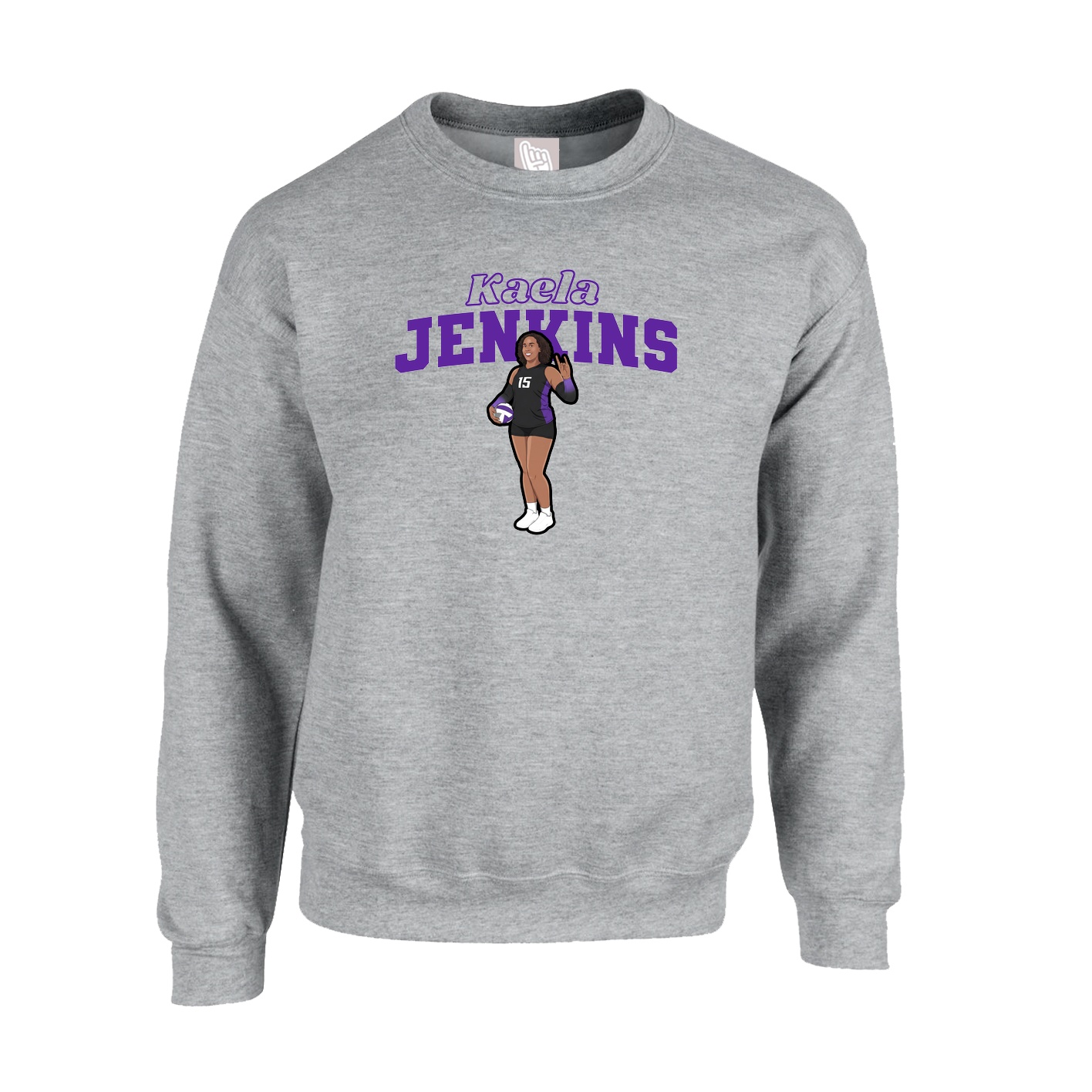 Fleece Crew — Name Arch in Grey