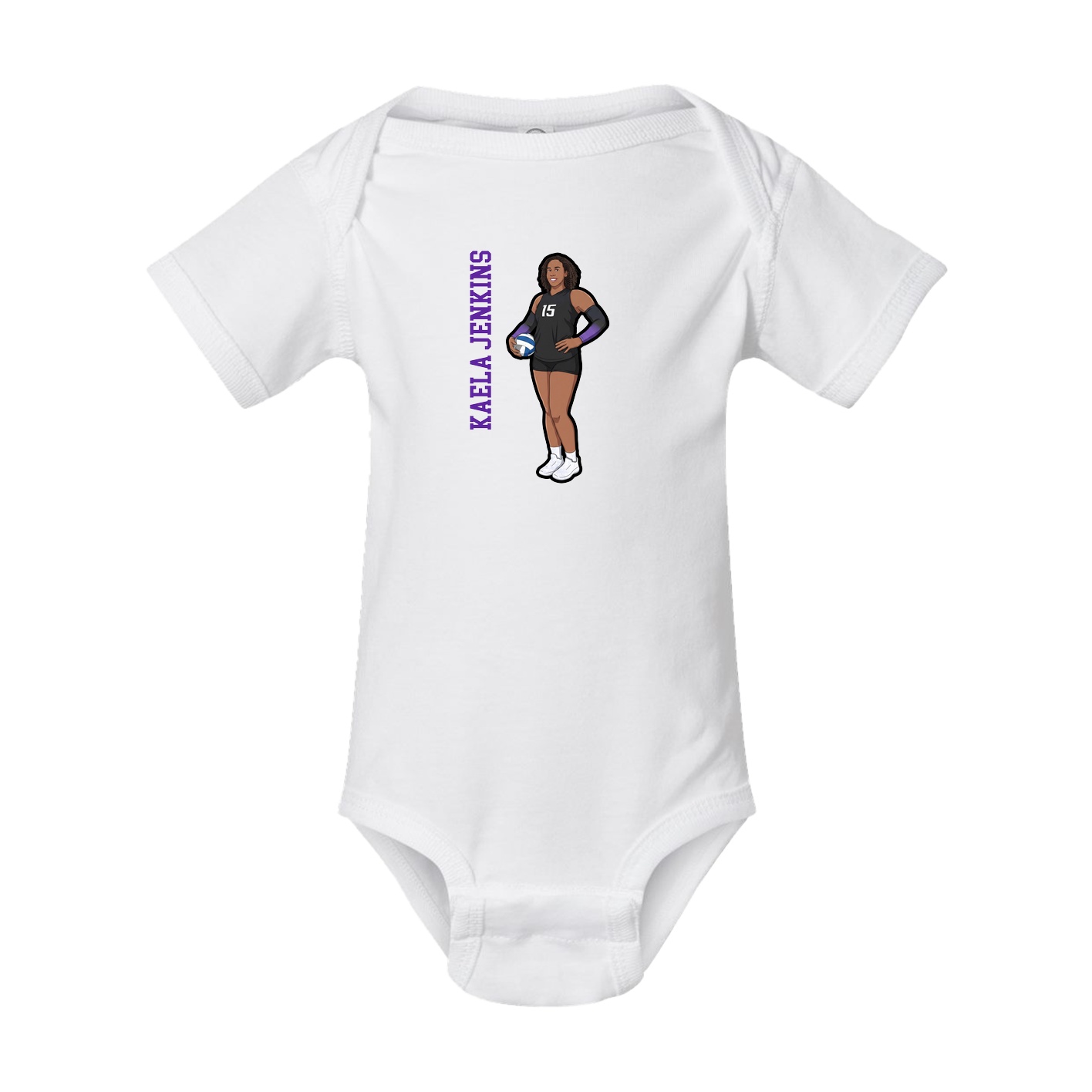Baby Onesie — Name Vertical in White