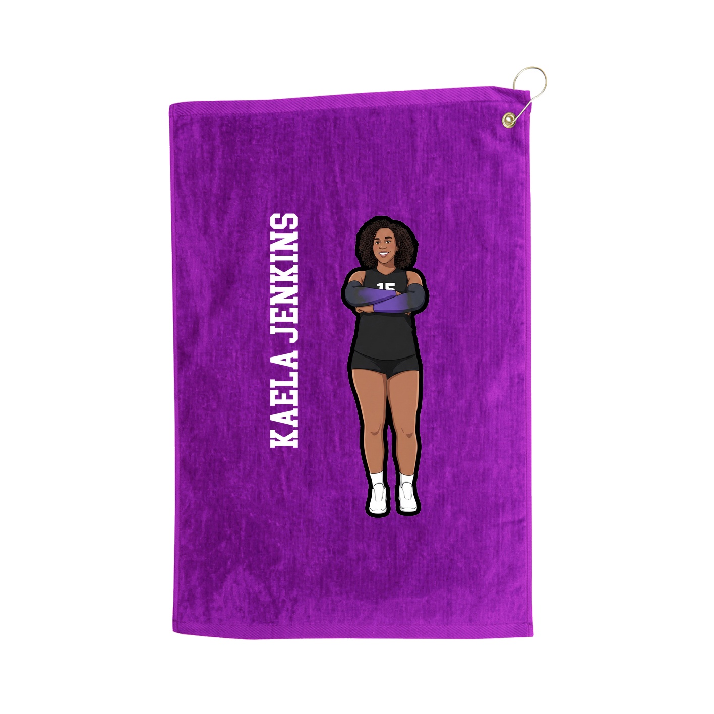 Golf Towel — Name Vertical in Purple