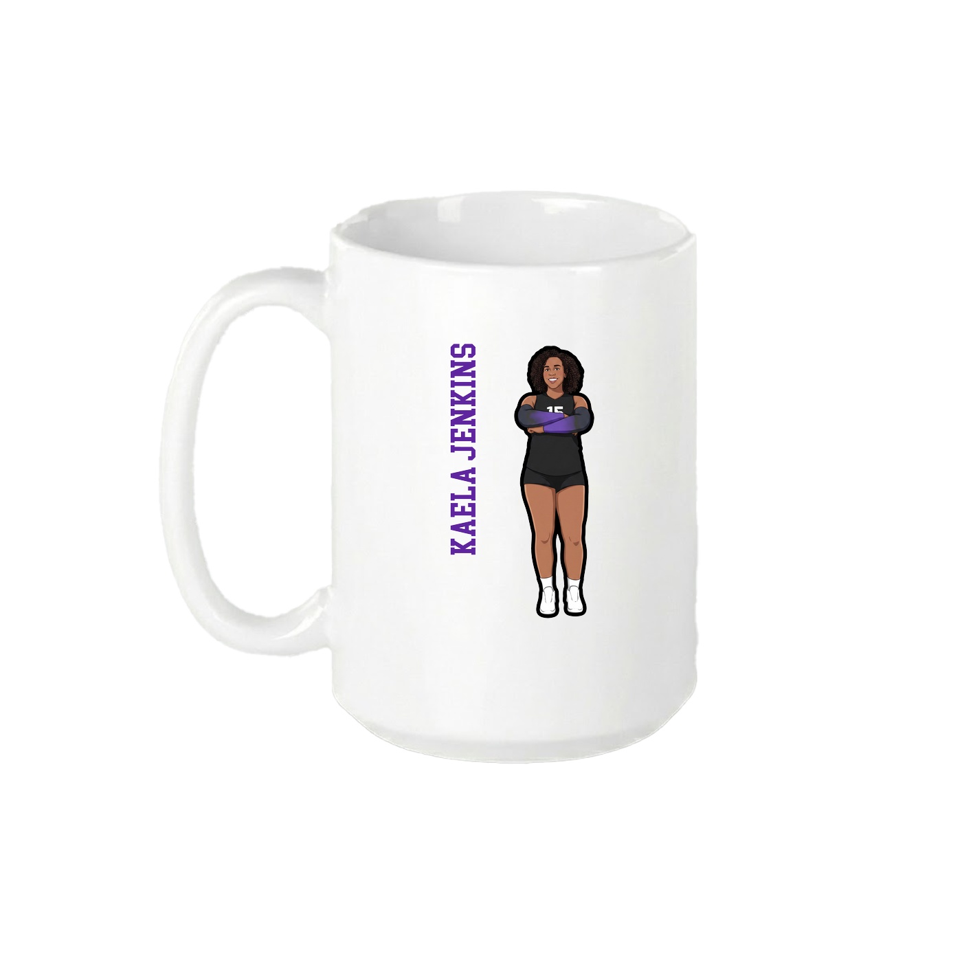 15oz Coffee Mug — Name Vertical in White