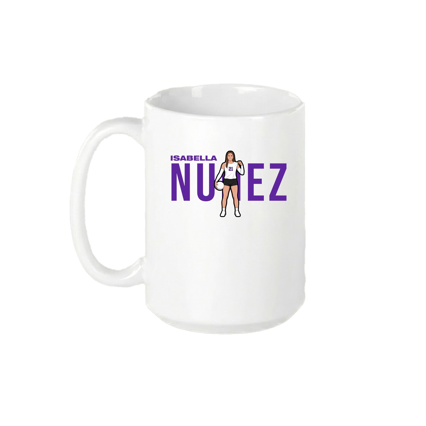 15oz Coffee Mug — Player Name in White