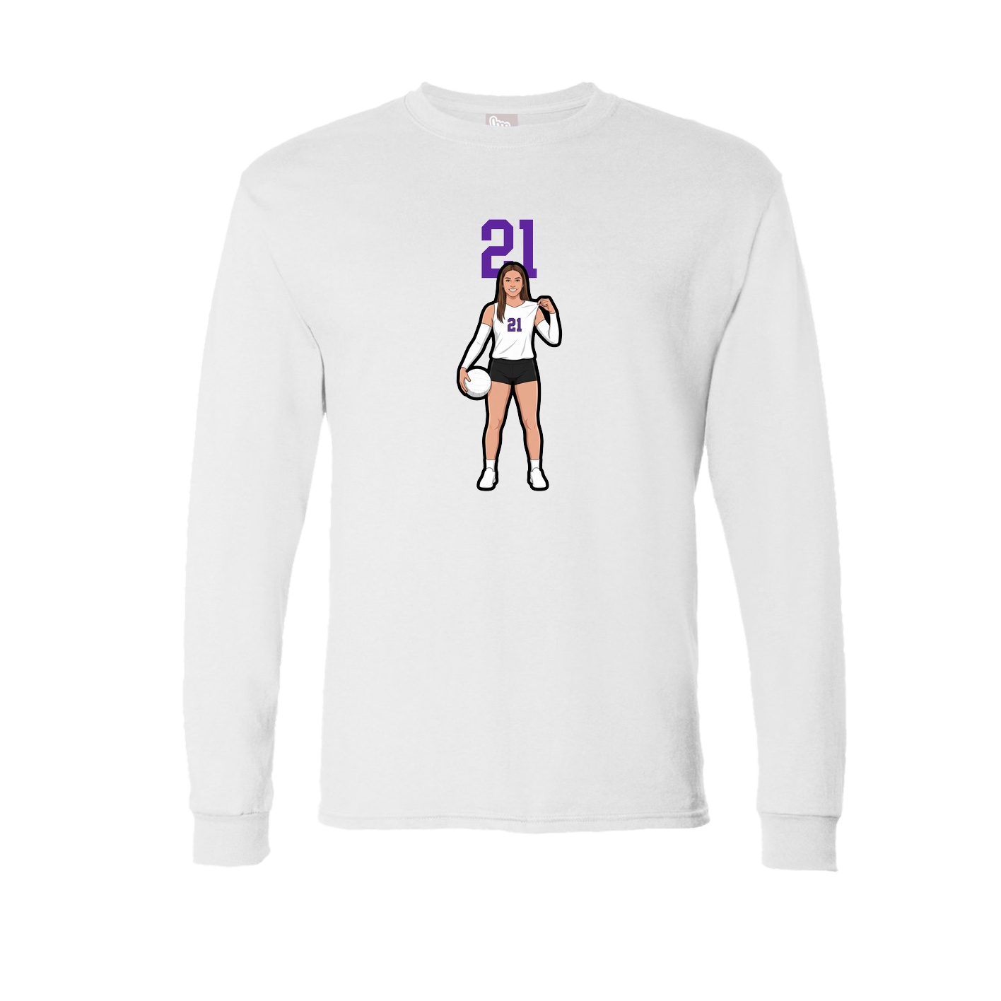 Long Sleeve Tee — Number Top in White