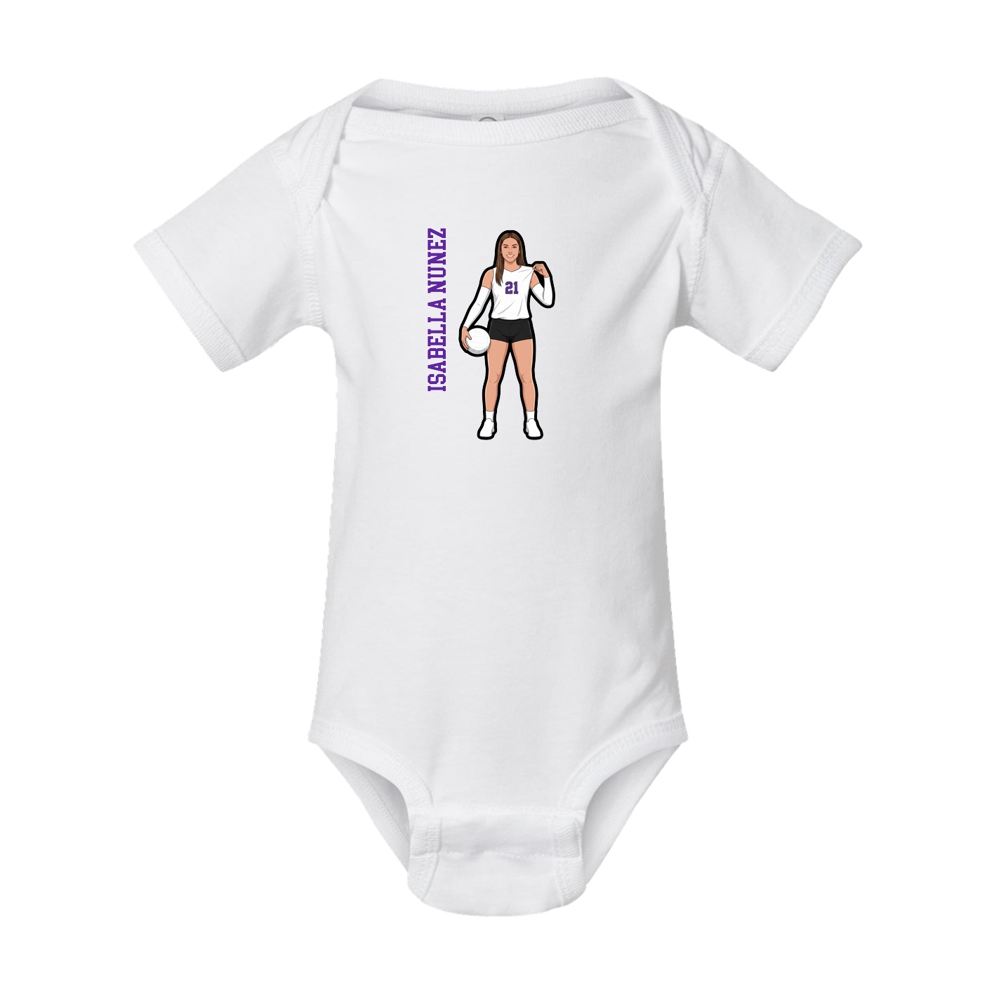 Baby Onesie — Name Vertical in White