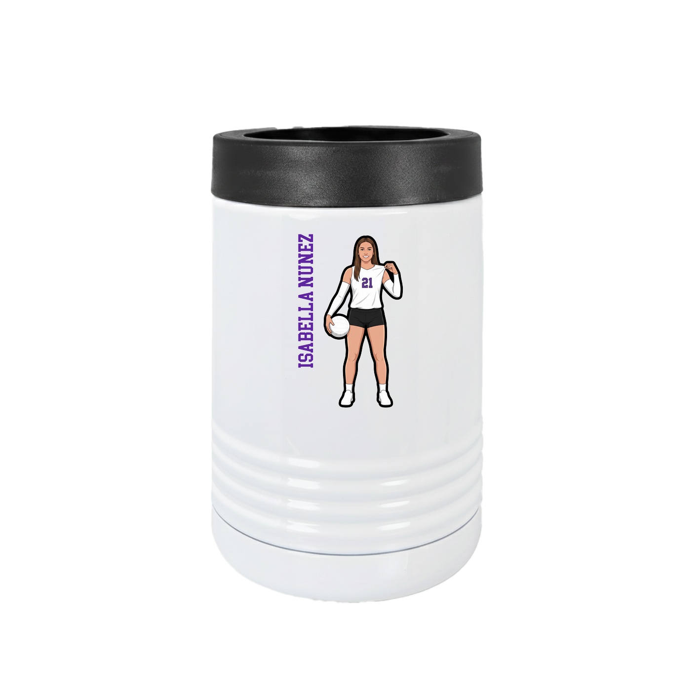 Beverage Holder — Name Vertical in White