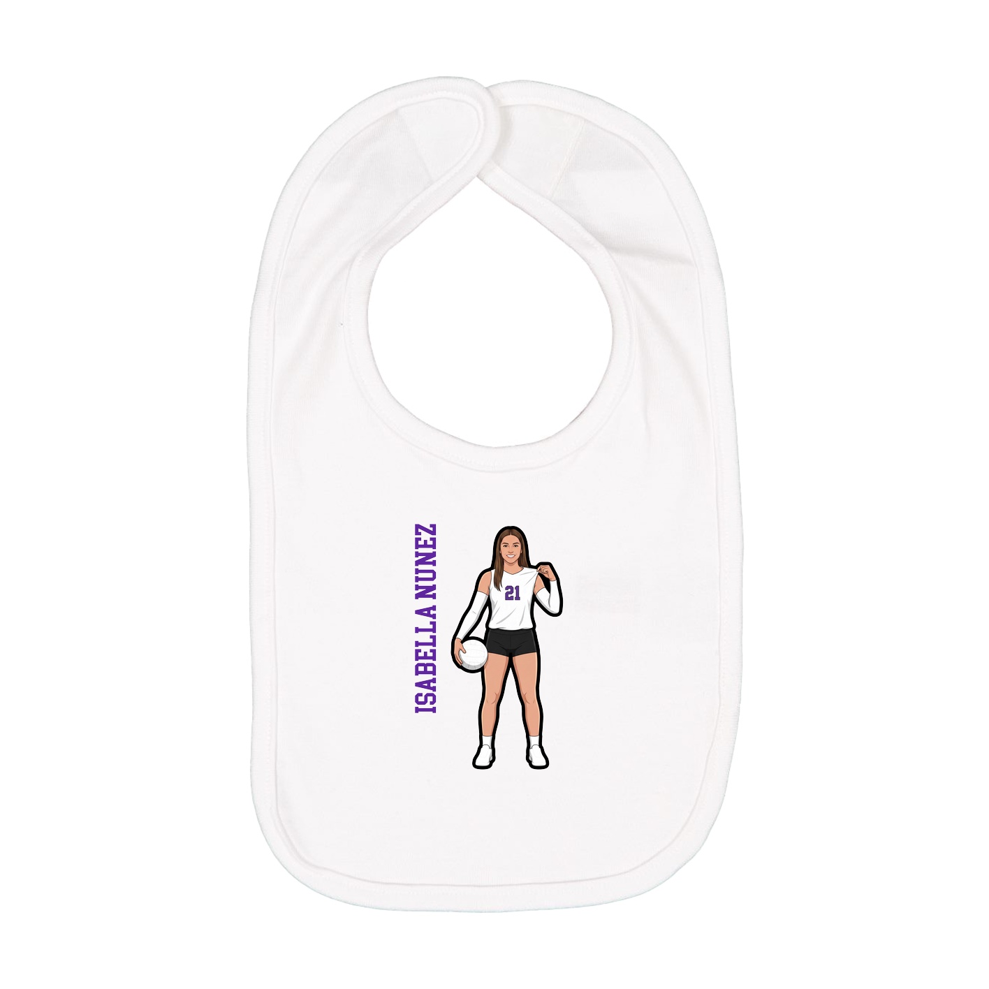 Infant Bib — Name Vertical in White