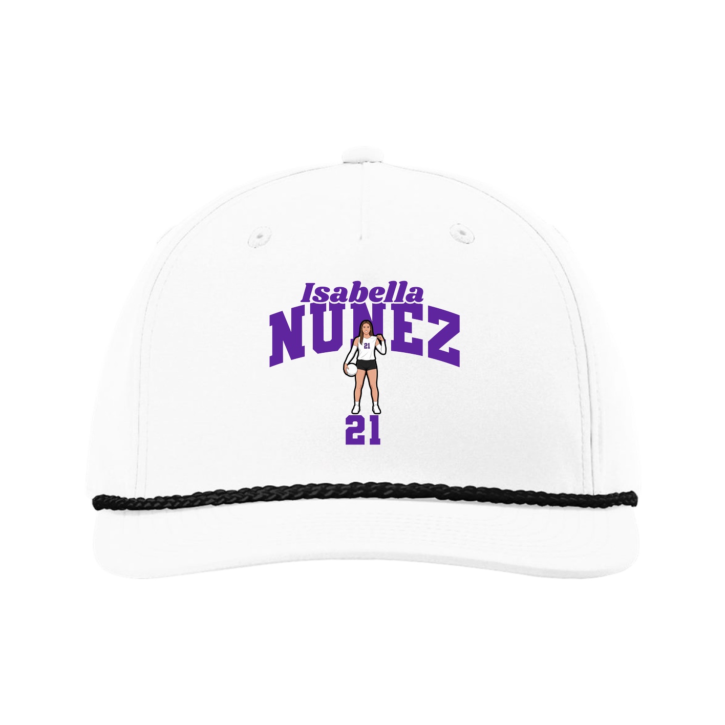 Five-Panel Classic Rope Cap — Signature Arch in White