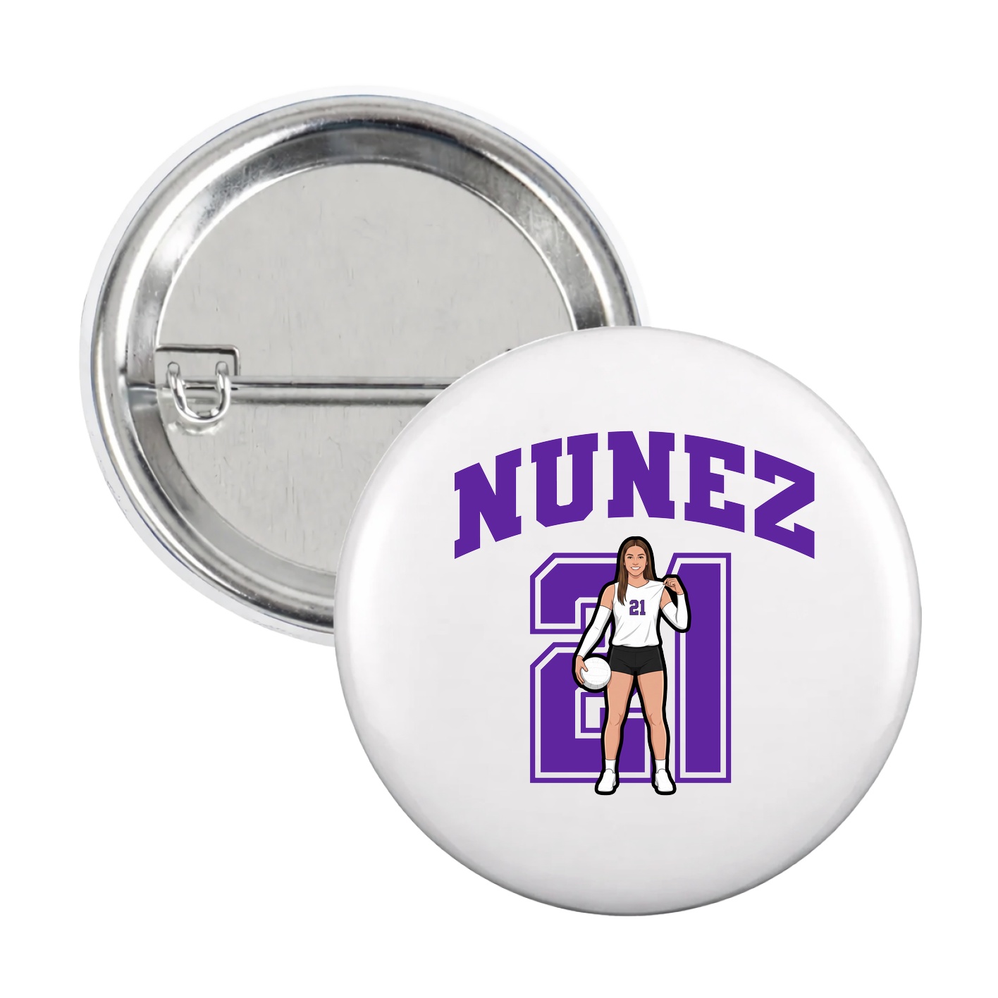 Game Day Button — Number in White