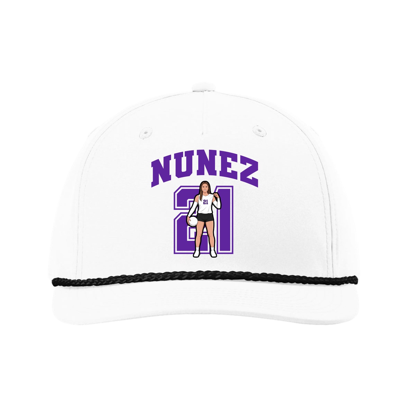Five-Panel Classic Rope Cap — Number in White