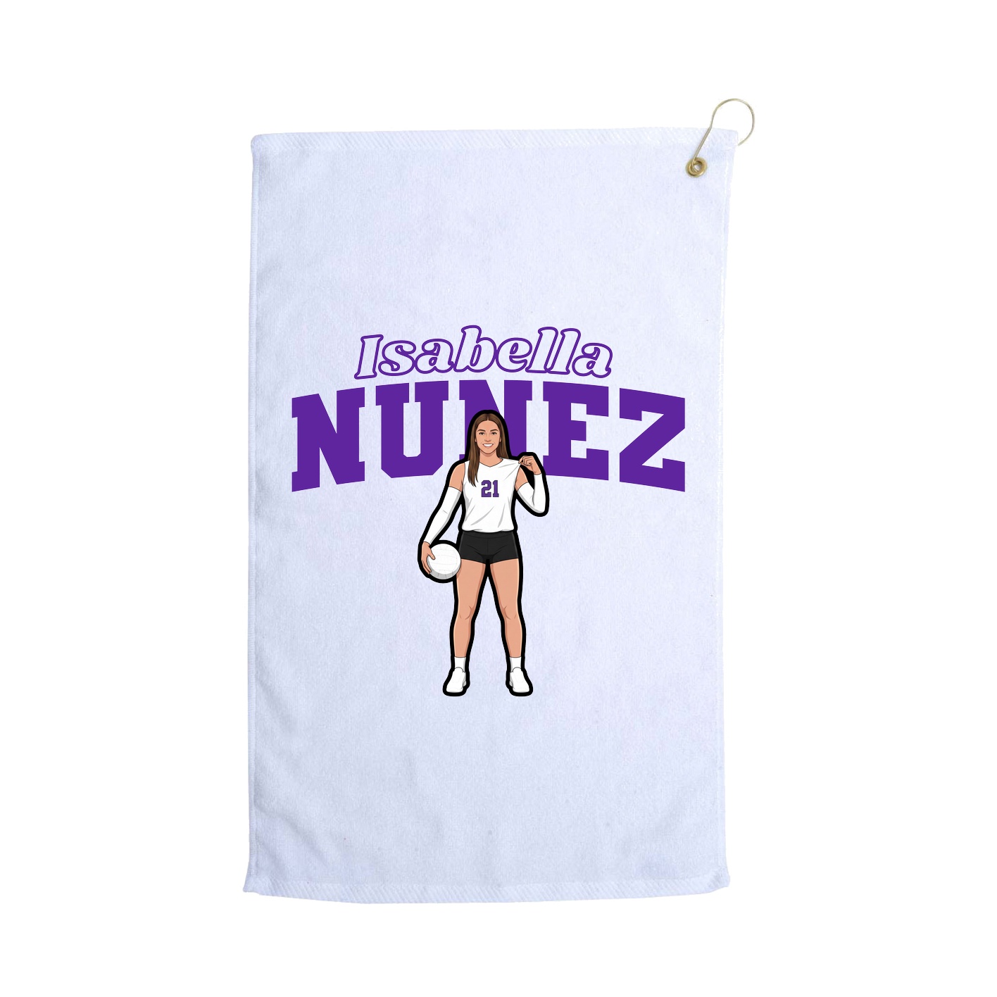 Golf Towel — Name Arch in White