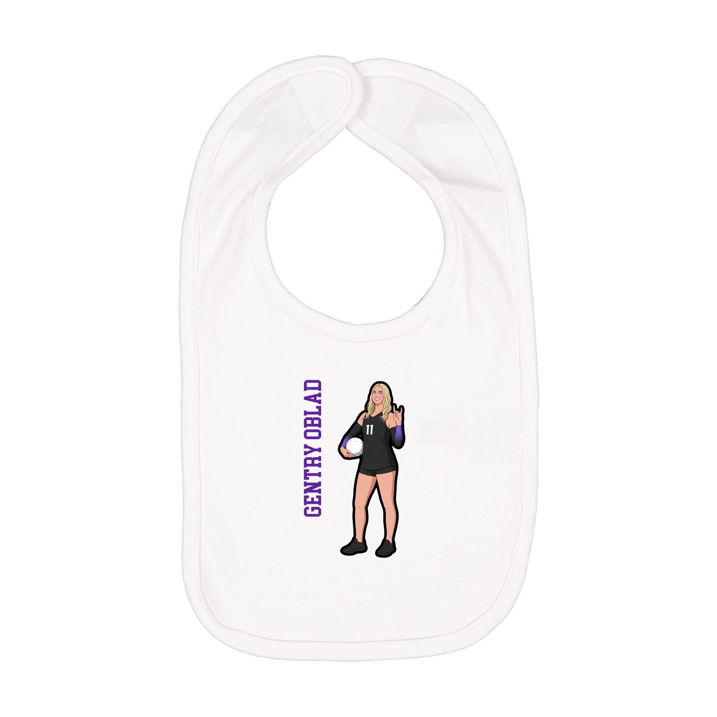 Infant Bib — Name Vertical in White