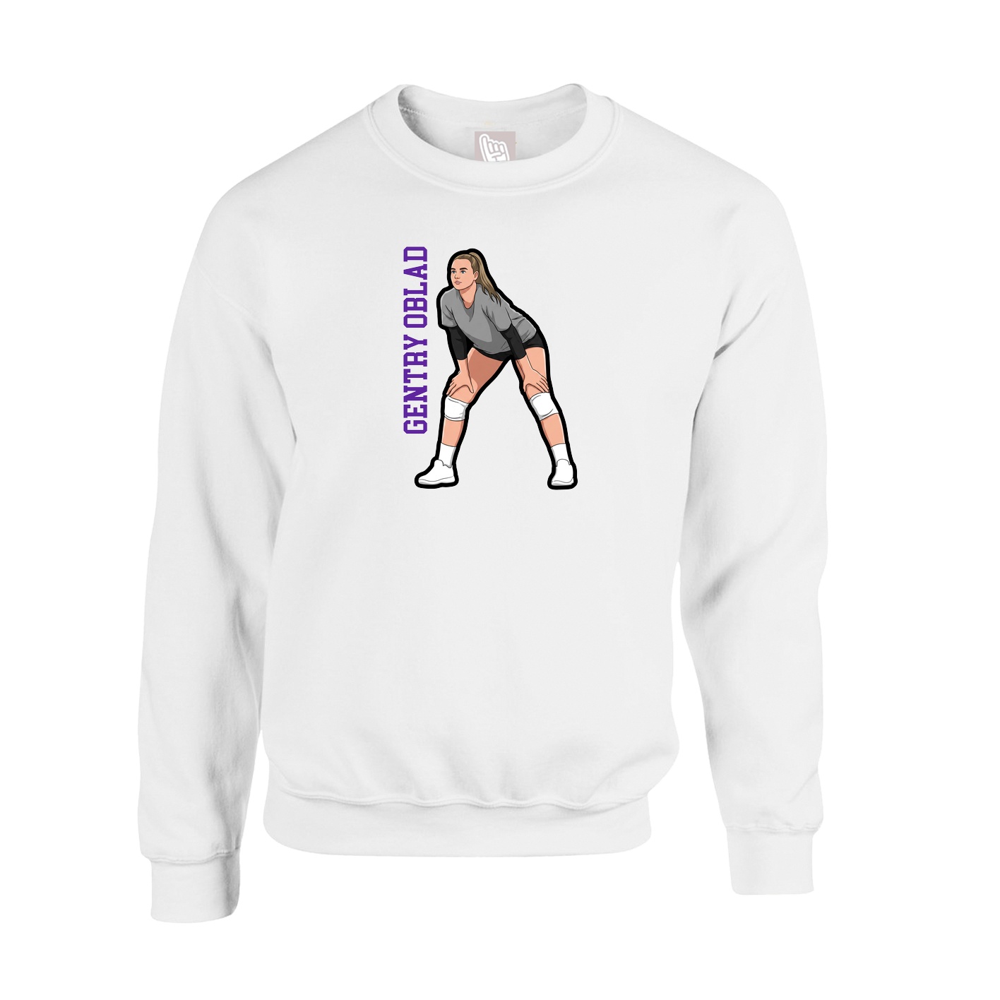 Fleece Crew — Name Vertical in White