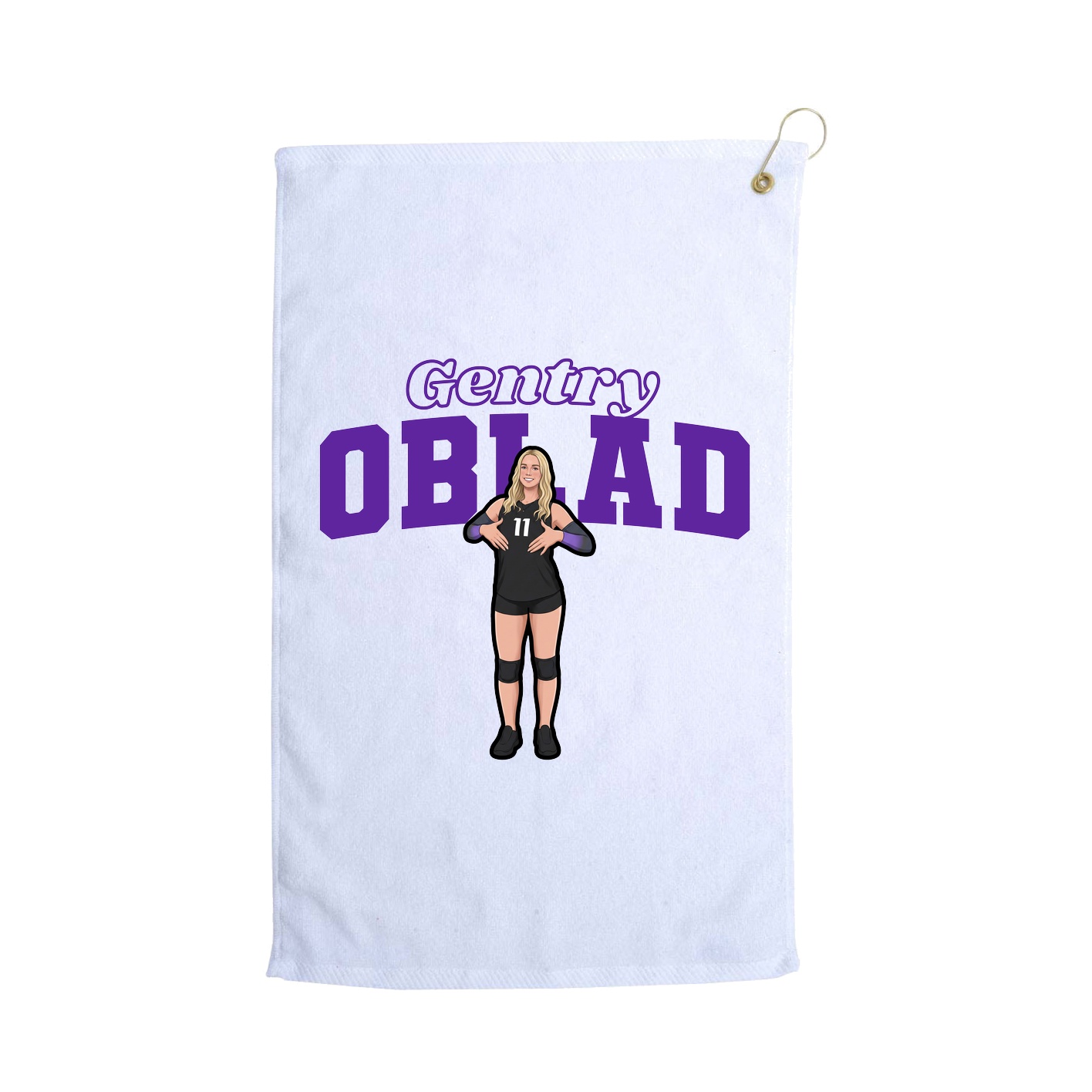 Golf Towel — Name Arch in White
