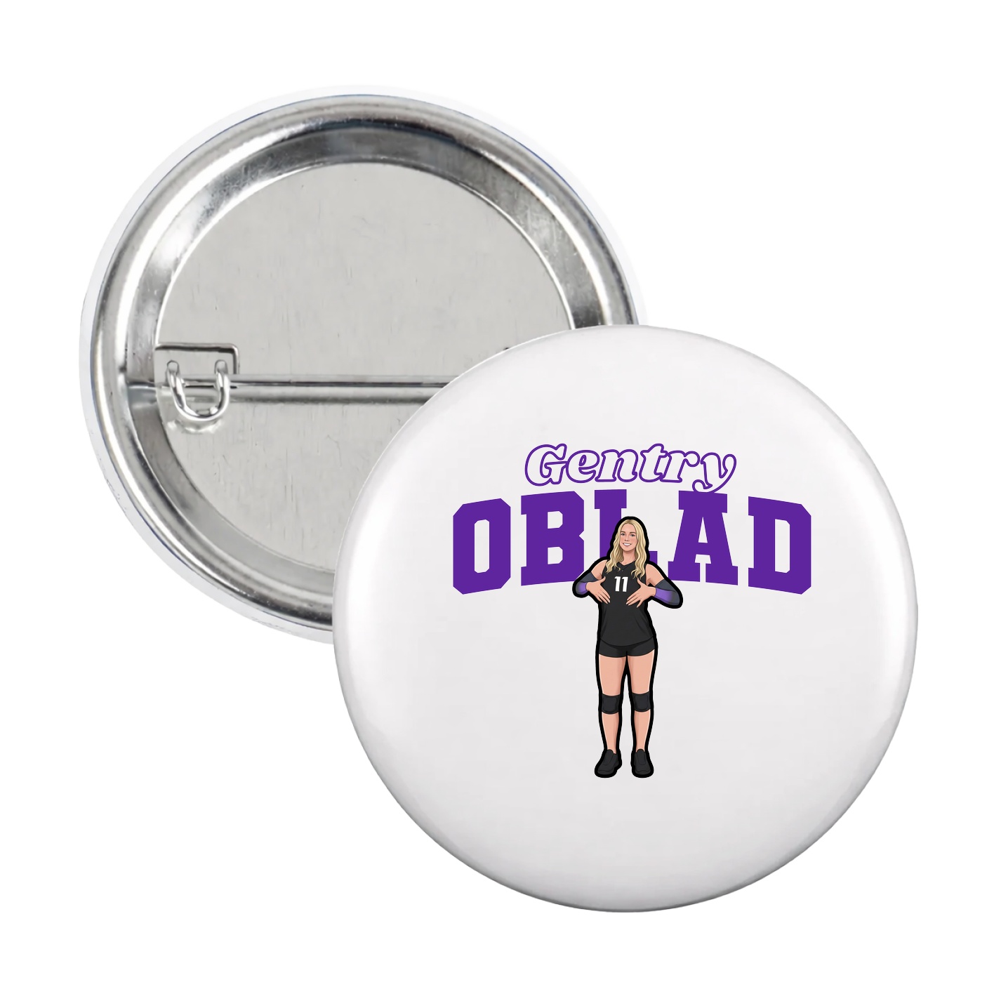 Game Day Button — Name Arch in White