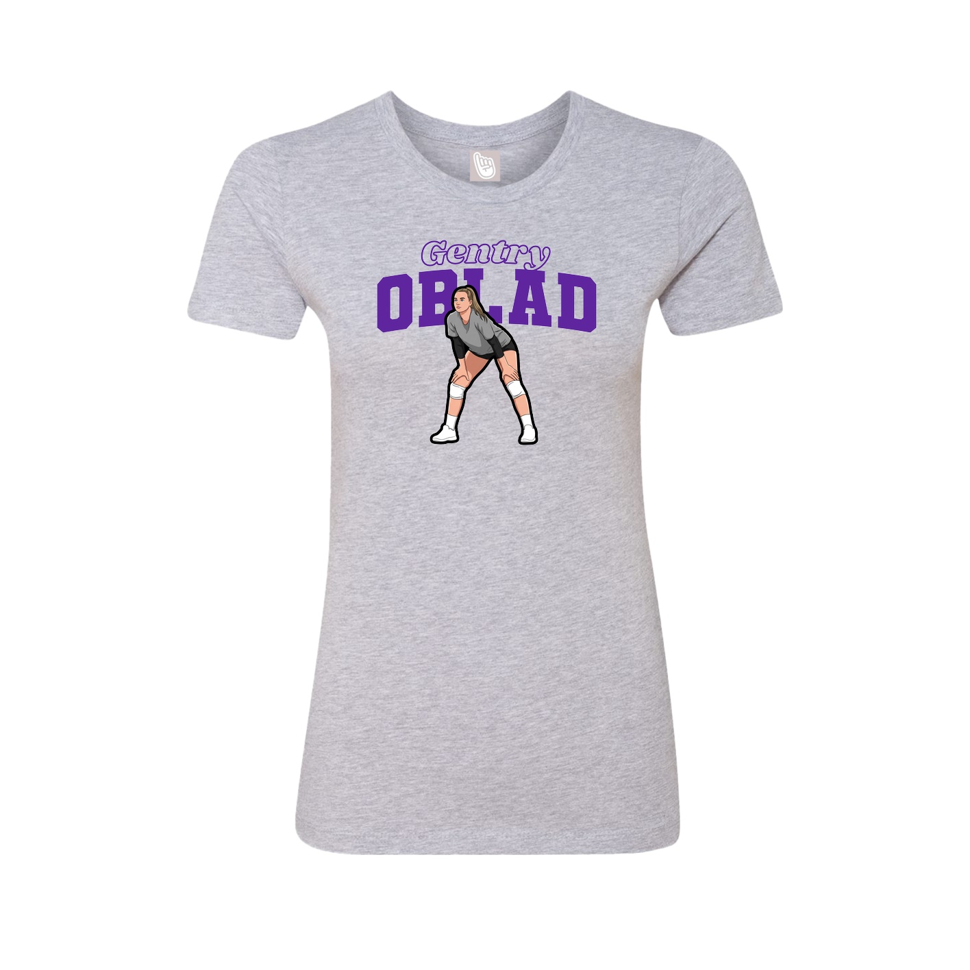 Fitted Women's Tee — Name Arch in Grey
