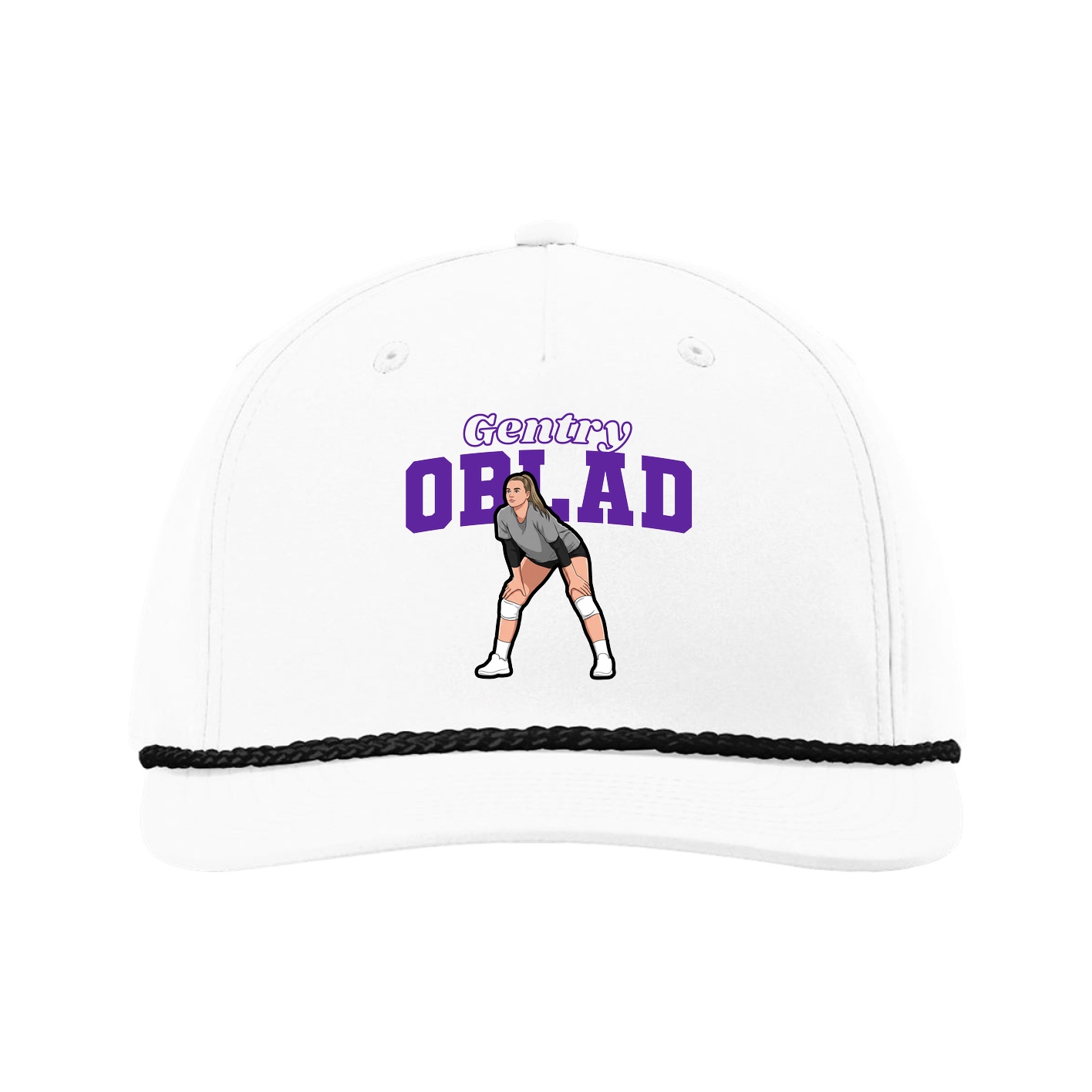 Five-Panel Classic Rope Cap — Name Arch in White