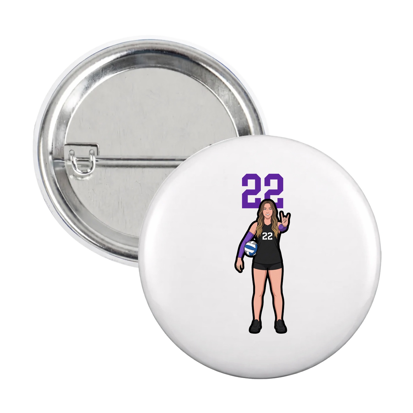 Game Day Button — Number Top in White