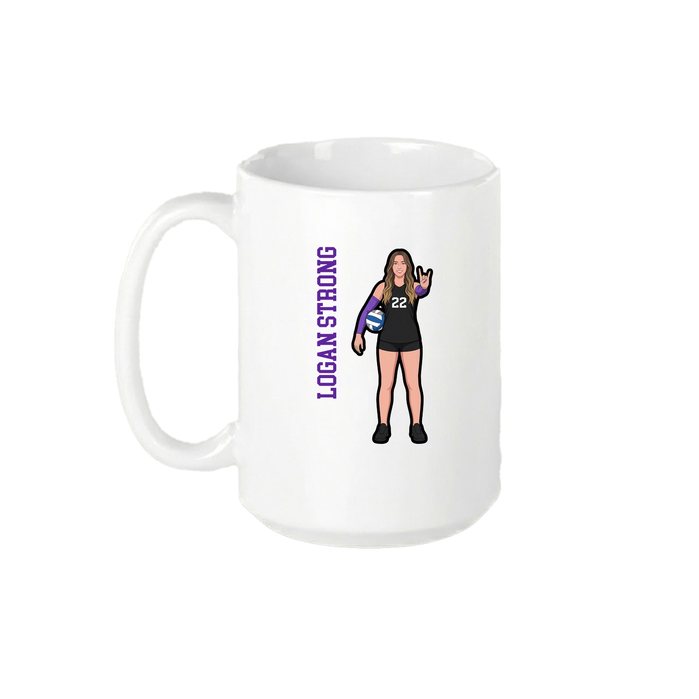 15oz Coffee Mug — Name Vertical in White