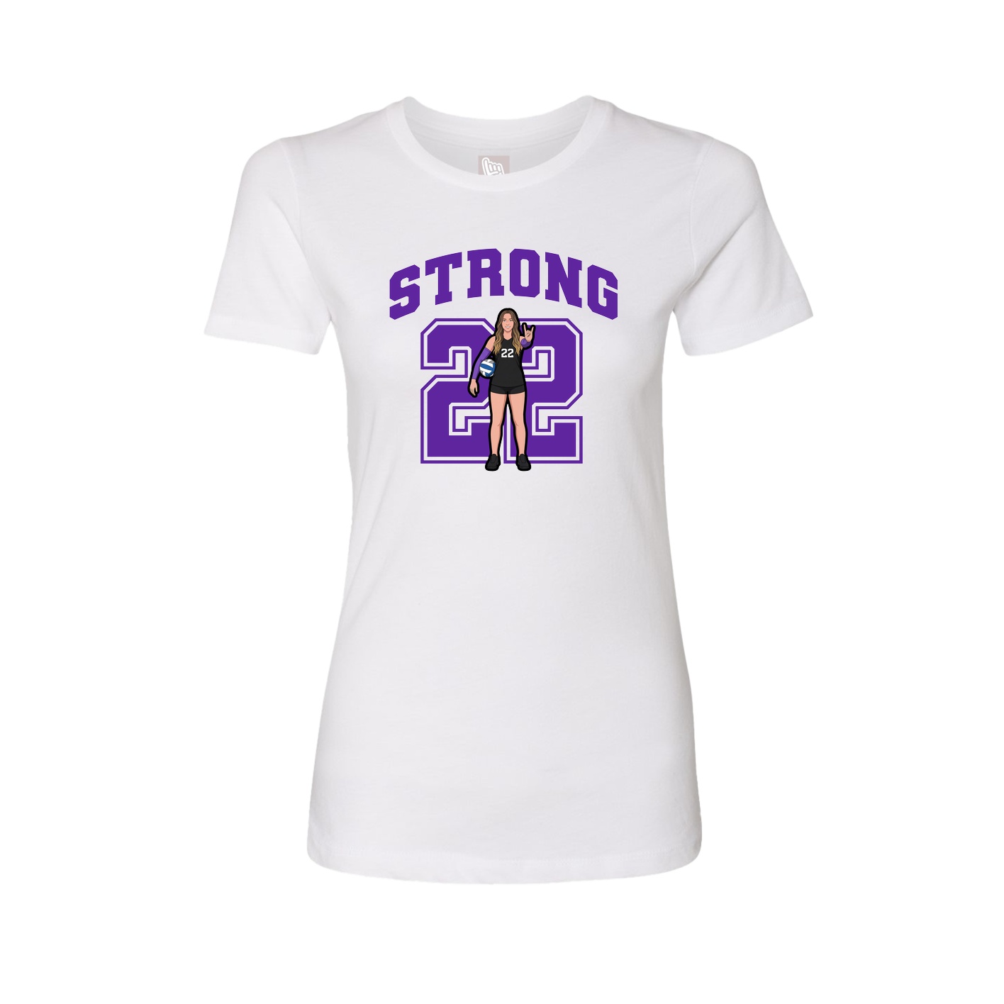 Fitted Women's Tee — Number in White