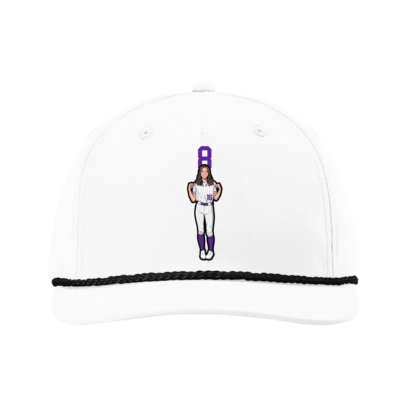 Five-Panel Classic Rope Cap — Number Top in White