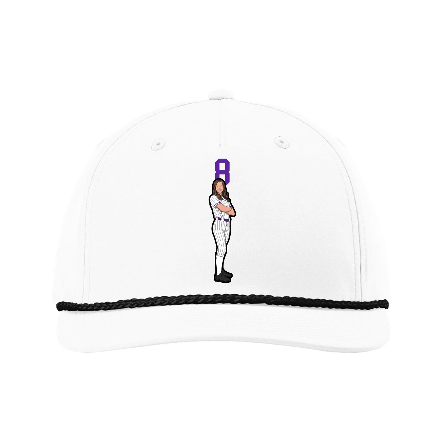 Five-Panel Classic Rope Cap — Number Top in White