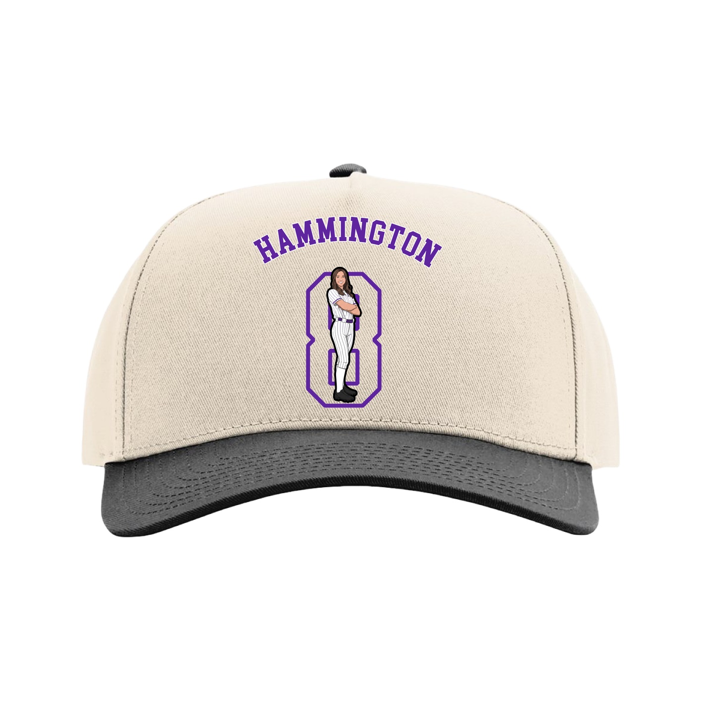 Full Fabric Five-Panel Champ Cap — Shirsey Arch in Cream/Black