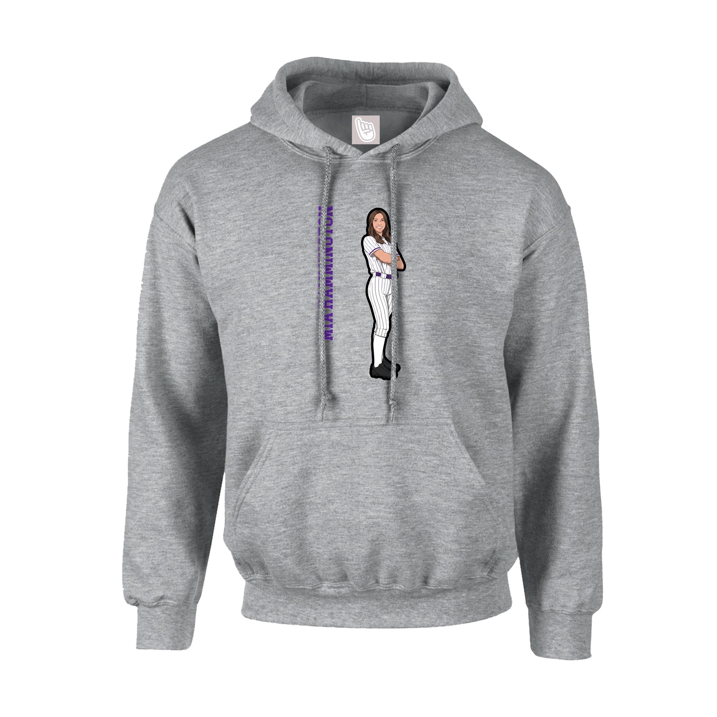 Hoodie — Name Vertical in Grey