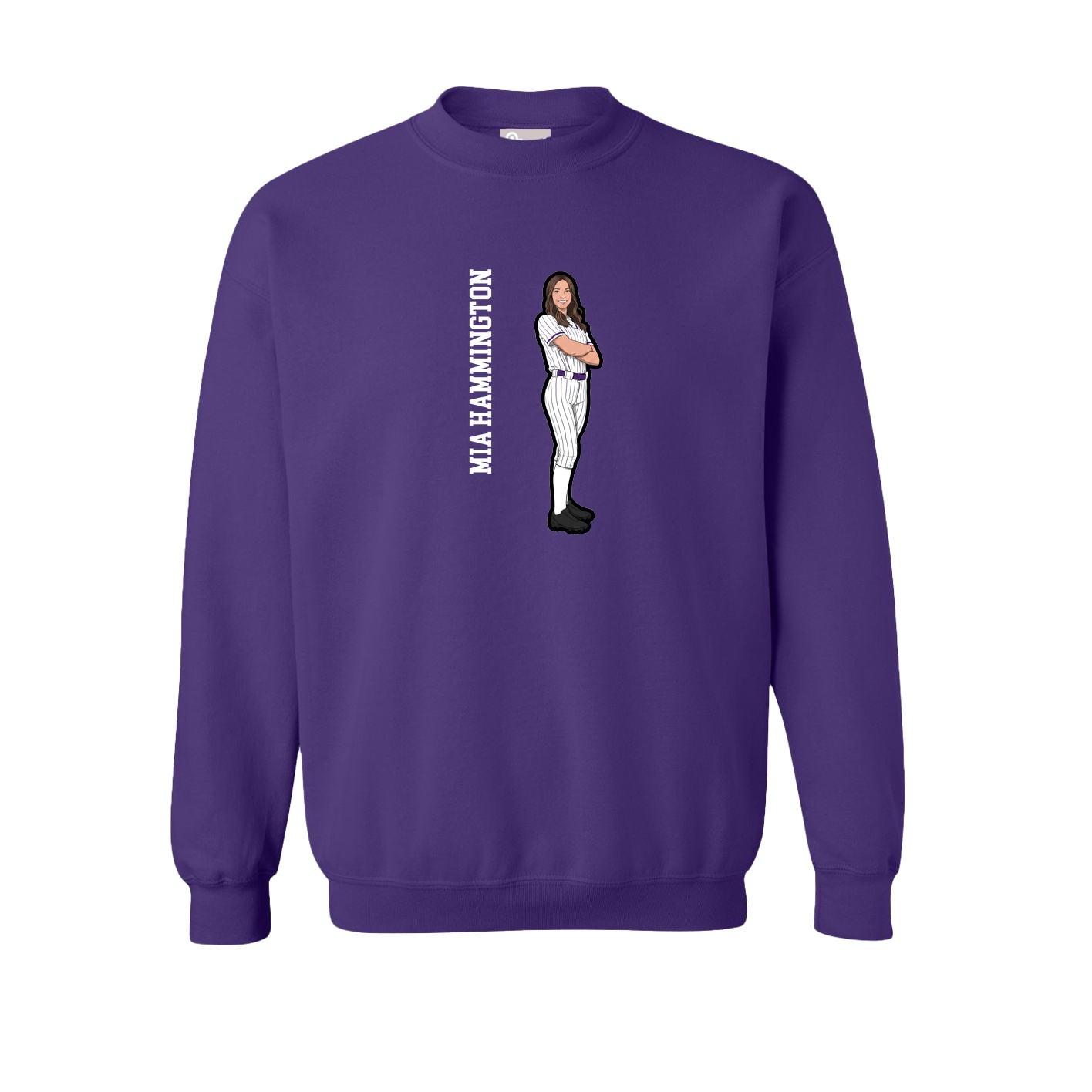 Fleece Crew — Name Vertical in Purple
