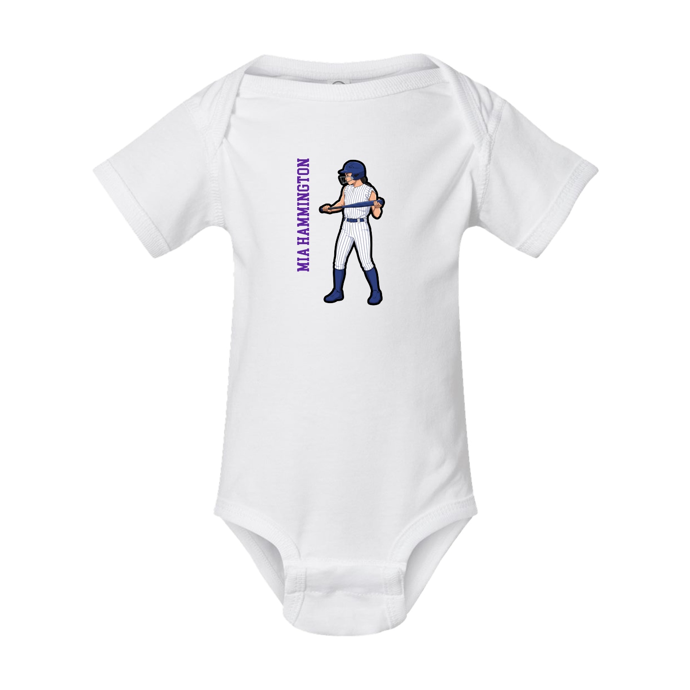 Baby Onesie — Name Vertical in White