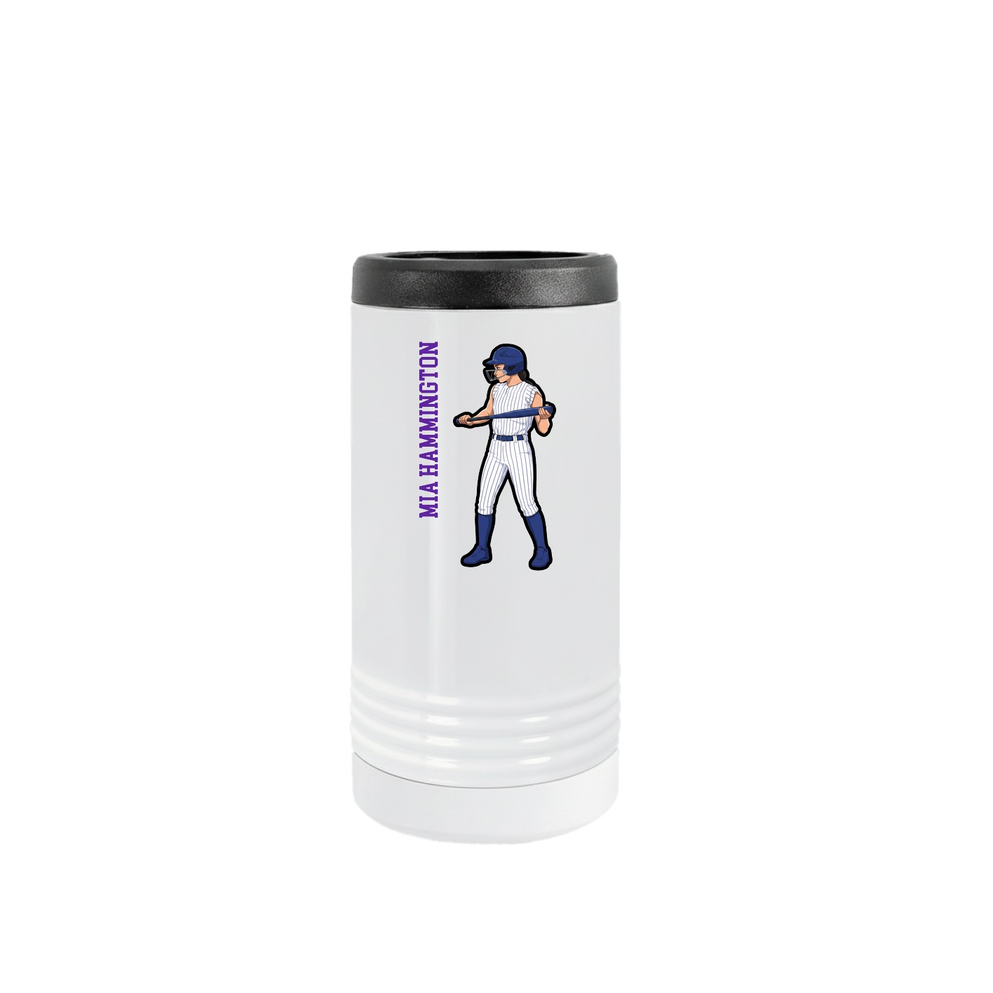 Slim Beverage Holder — Name Vertical in White