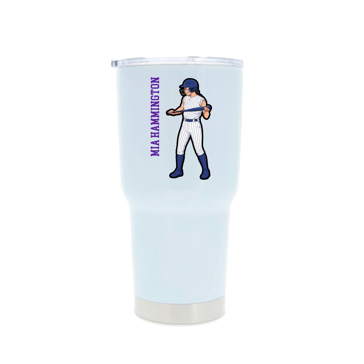 30oz Stainless Steel Tumbler — Name Vertical in White