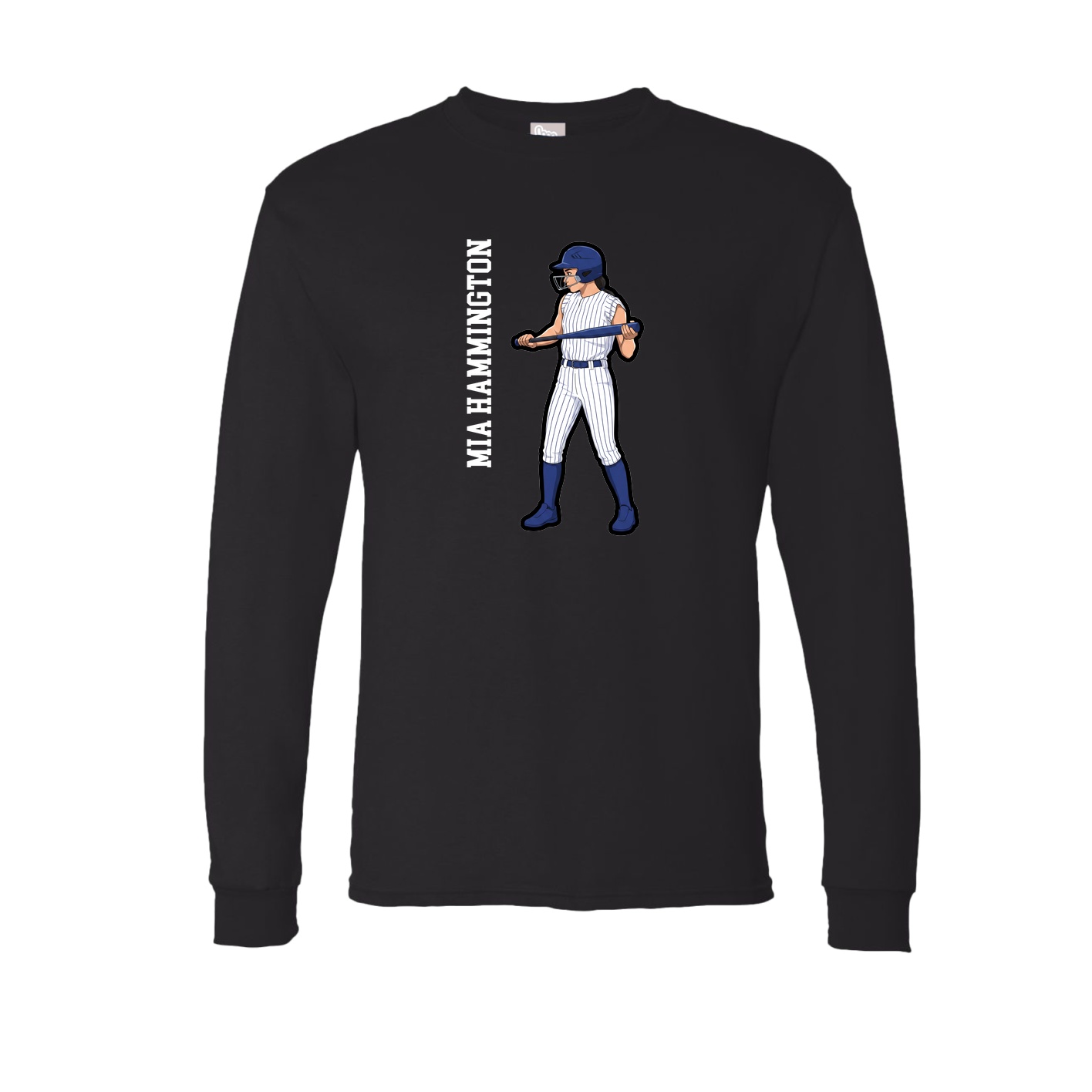 Long Sleeve Tee — Name Vertical in Black