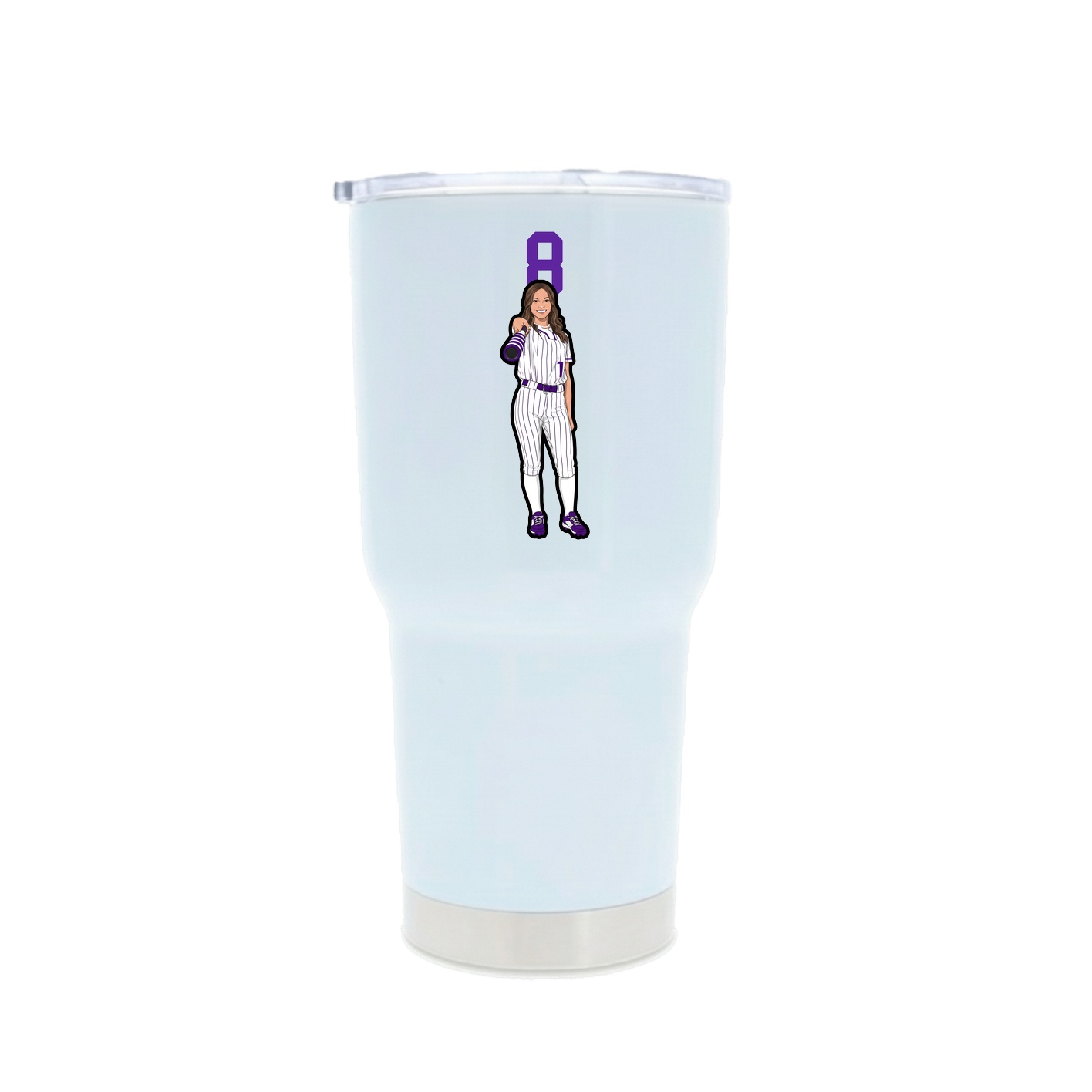 30oz Stainless Steel Tumbler — Number Top in White