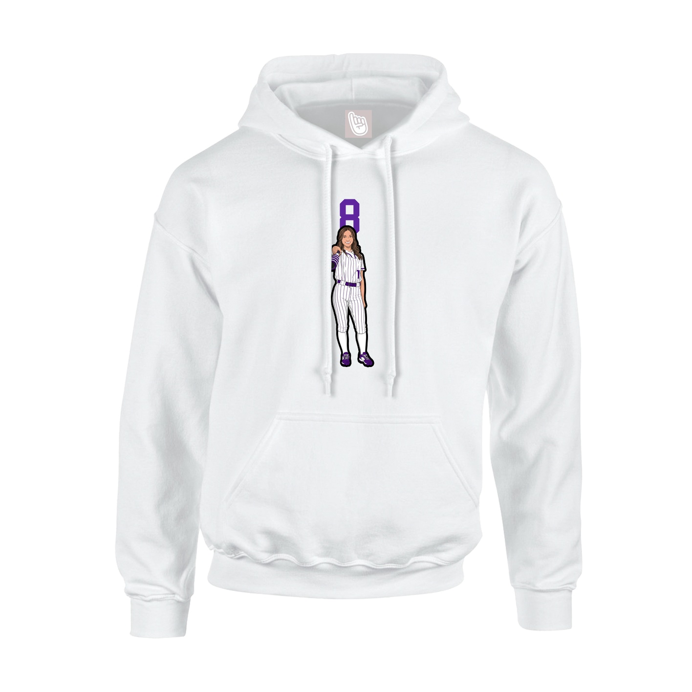 Youth Hoodie — Number Top in White