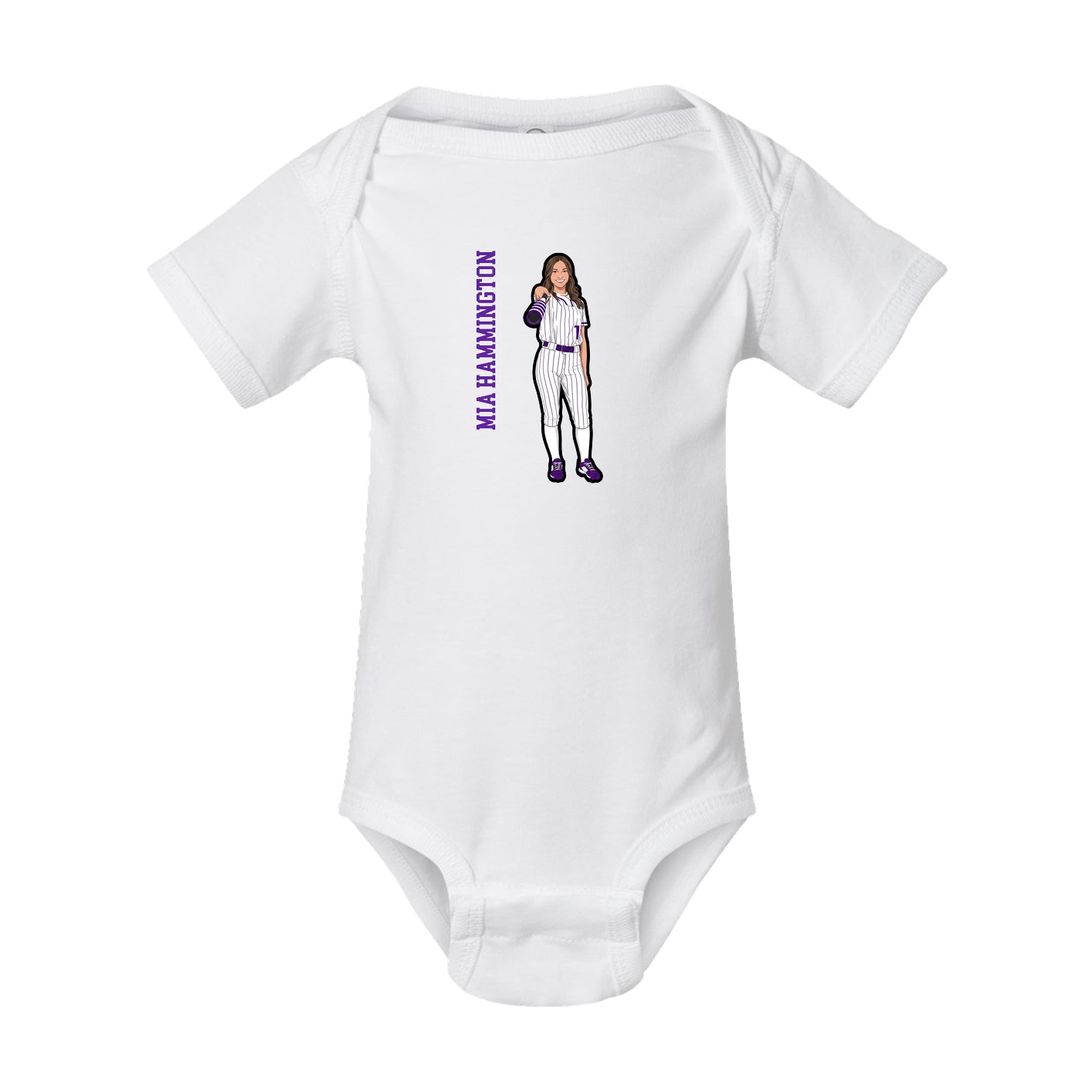 Baby Onesie — Name Vertical in White
