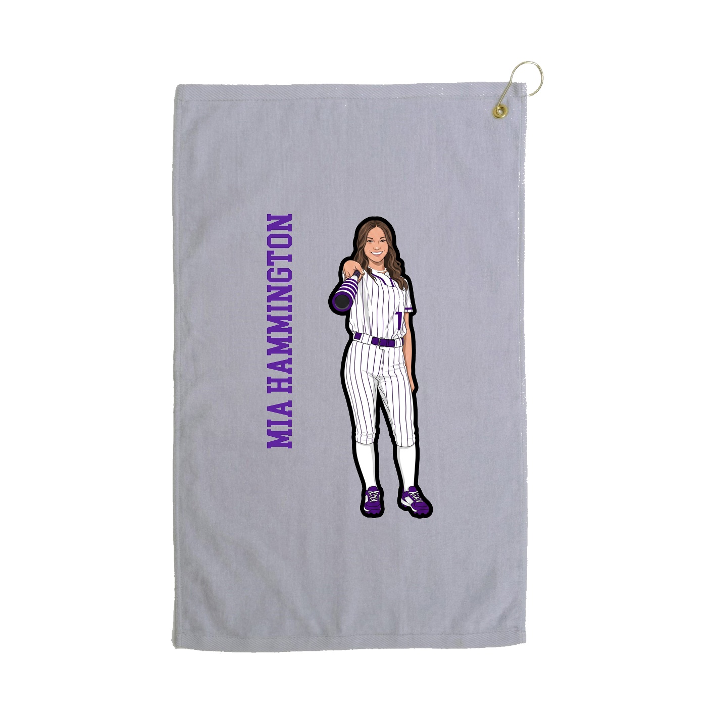 Golf Towel — Name Vertical in Grey