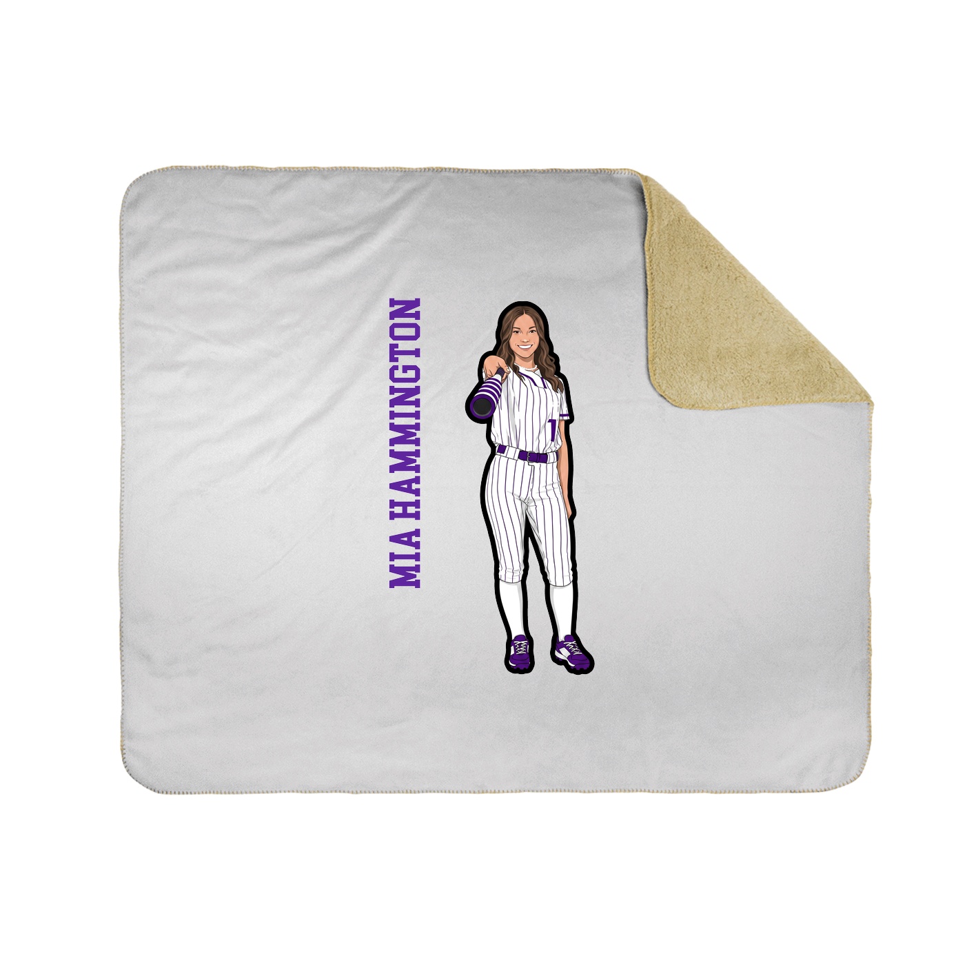 Throw Blanket — Name Vertical in White