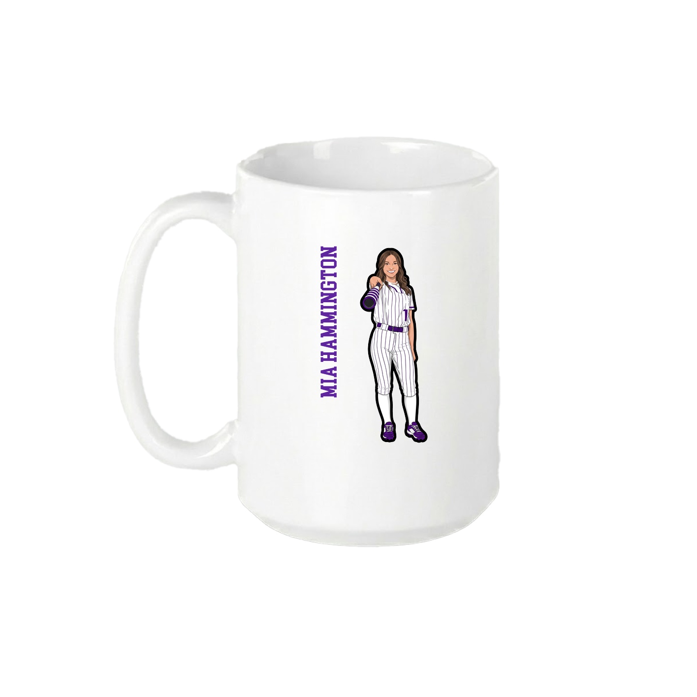 15oz Coffee Mug — Name Vertical in White