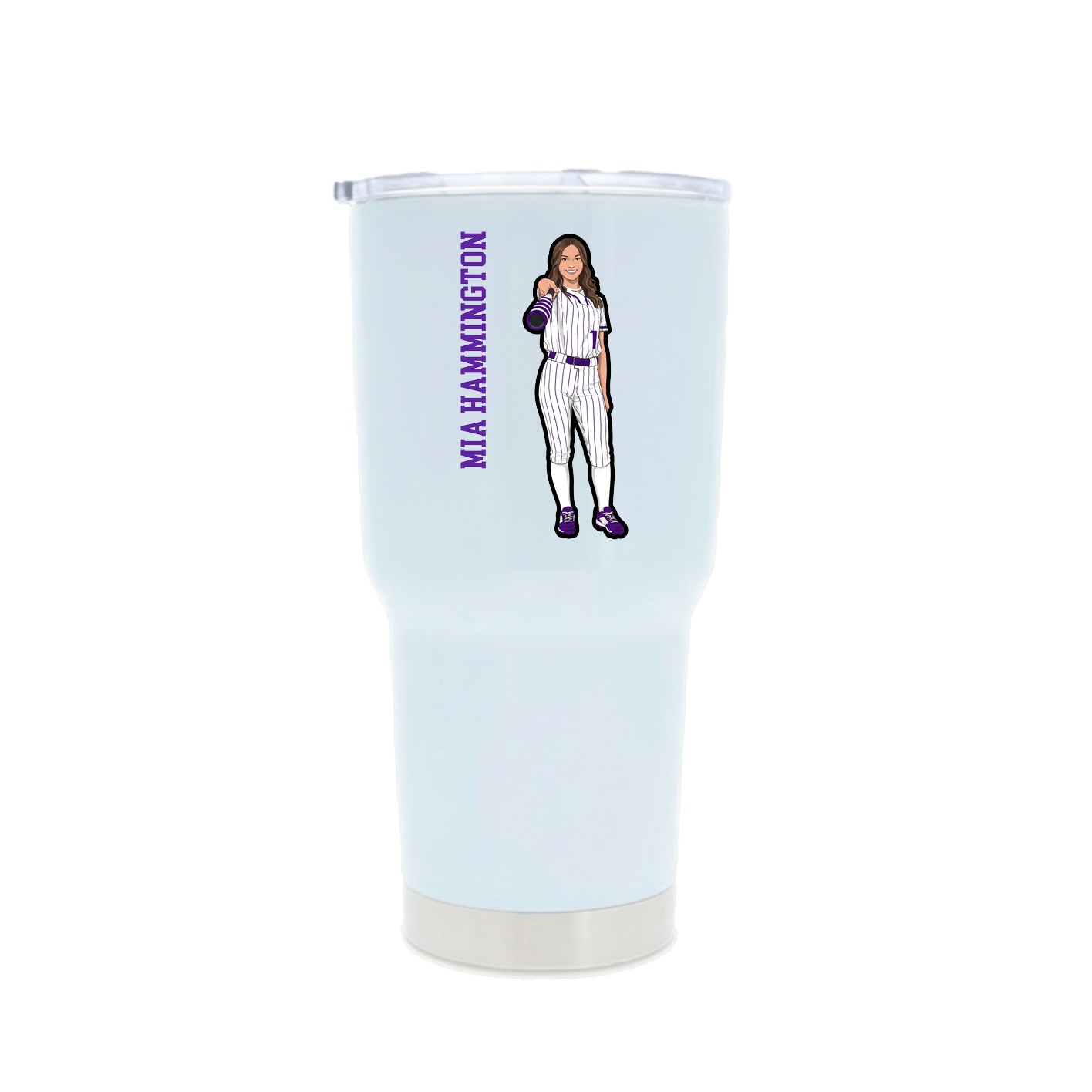 30oz Stainless Steel Tumbler — Name Vertical in White